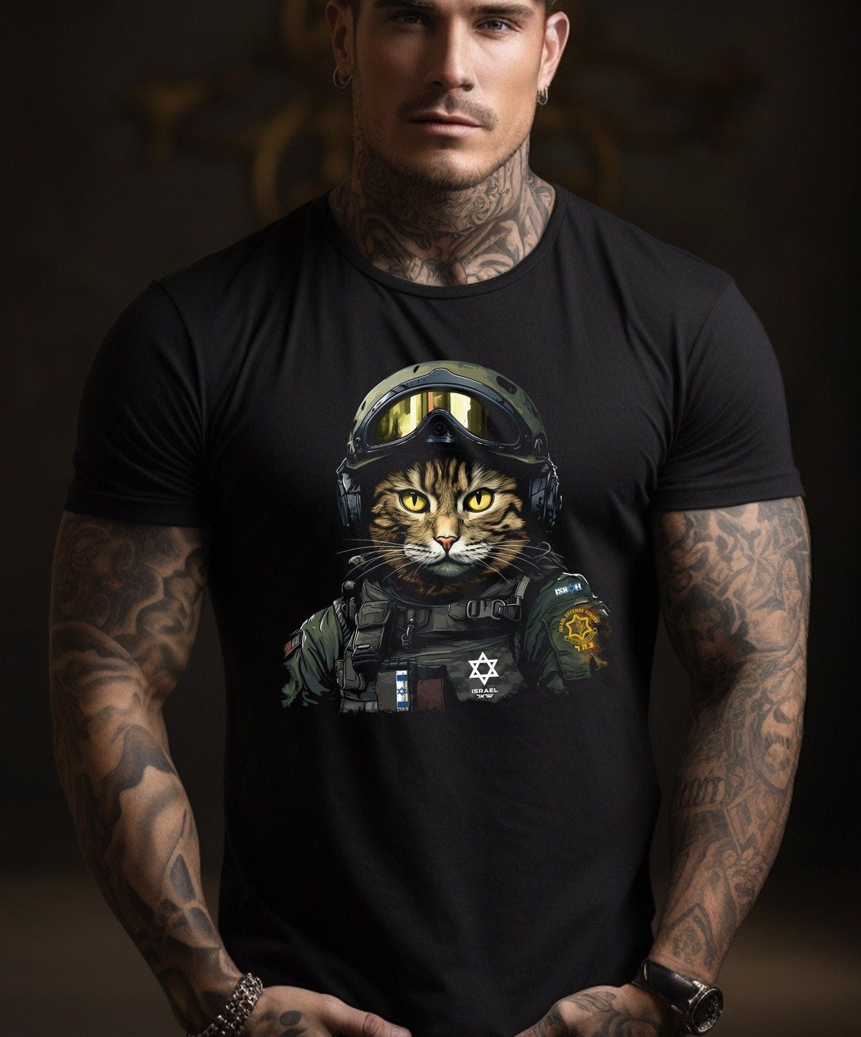 Israeli Defense Force Shirt, Art Cat Soldier, Shirt Israeli Military Army IDF
