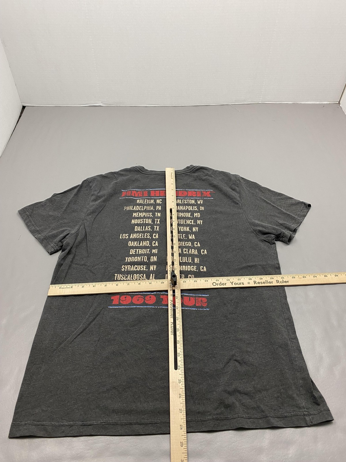 Shirt Mens L Gray Authentic Hendrix Jimi Hendrix 1969 Tour Graphic Tee