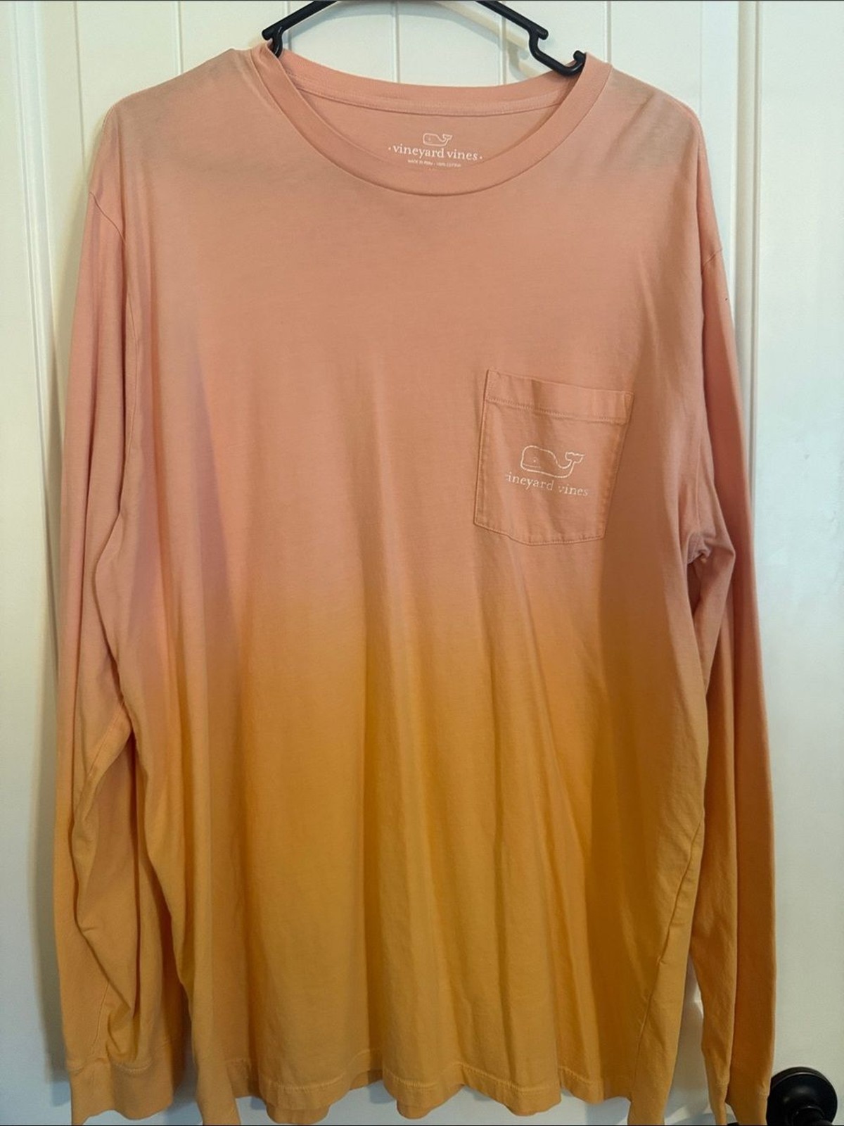 Vineyard Vines Men&rsquo;s XL Long-Sleeve Pocket Tee Pink to Yellow Ombre