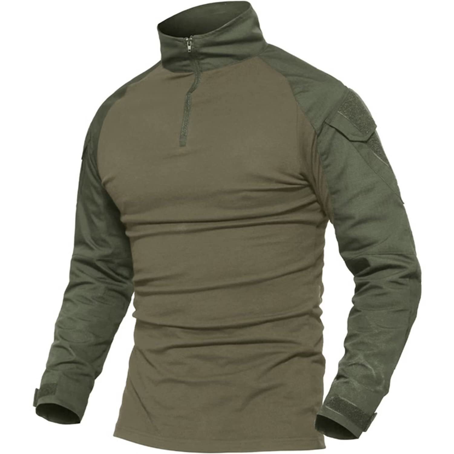 Mens Training Shirts Outdoor Hiking Long Sleeve Pocket 1/4 Zip Ripstop Work Tops