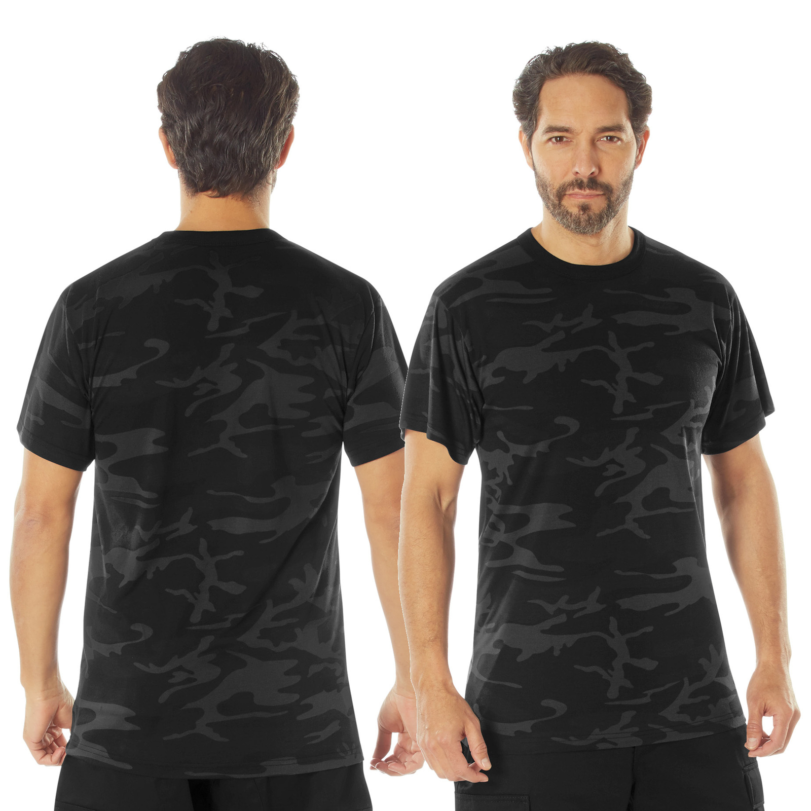 Men&rsquo;s Midnight Black Camo Camouflage Moisture Wicking T-Shirt