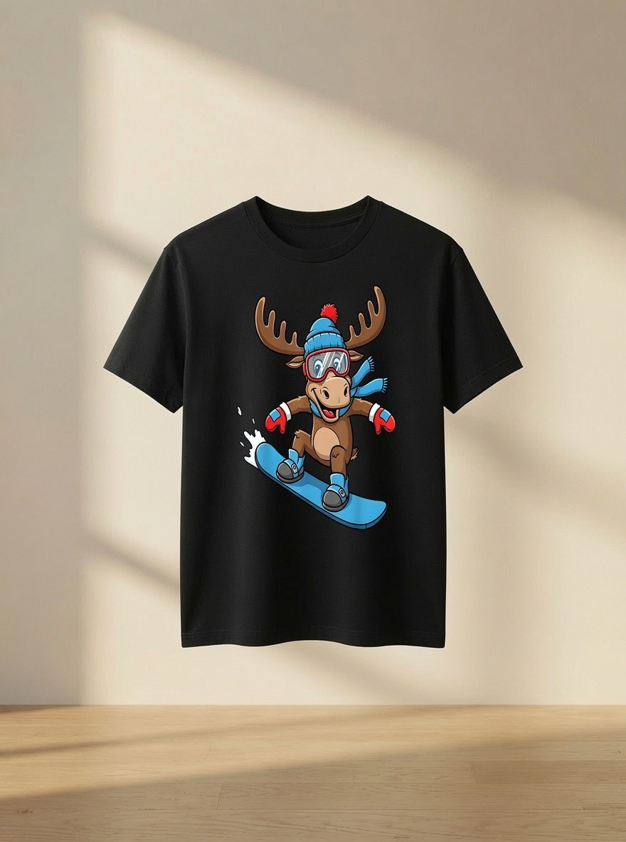 Moose Riding Snowboard Funny Winter Sports Snowboarding Lover Gift Shirt