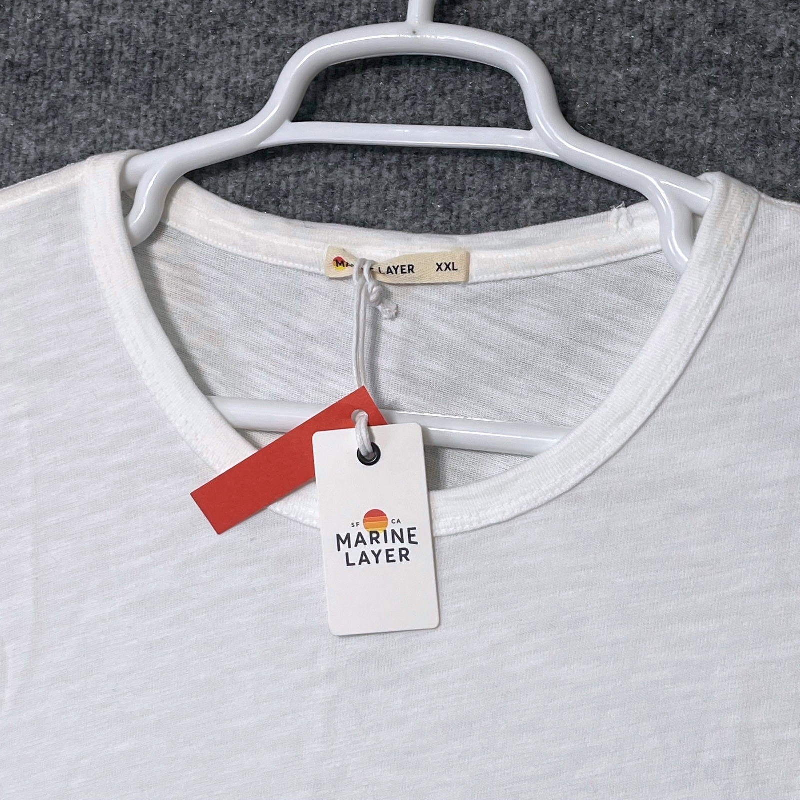 Marine Layer Mens XXL Heavy Slub Pocket Tee Antique Cream White NWT Fall 2022