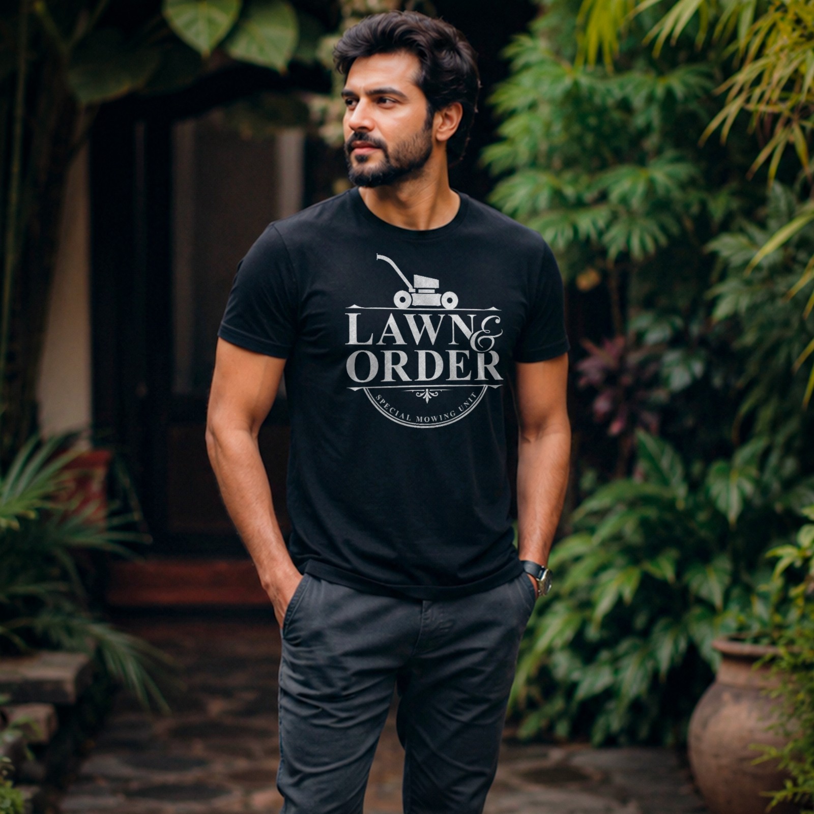 Lawn & Order T-Shirt | Funny Lawn Mowing Shirt | Gardening & Landscaping Gift