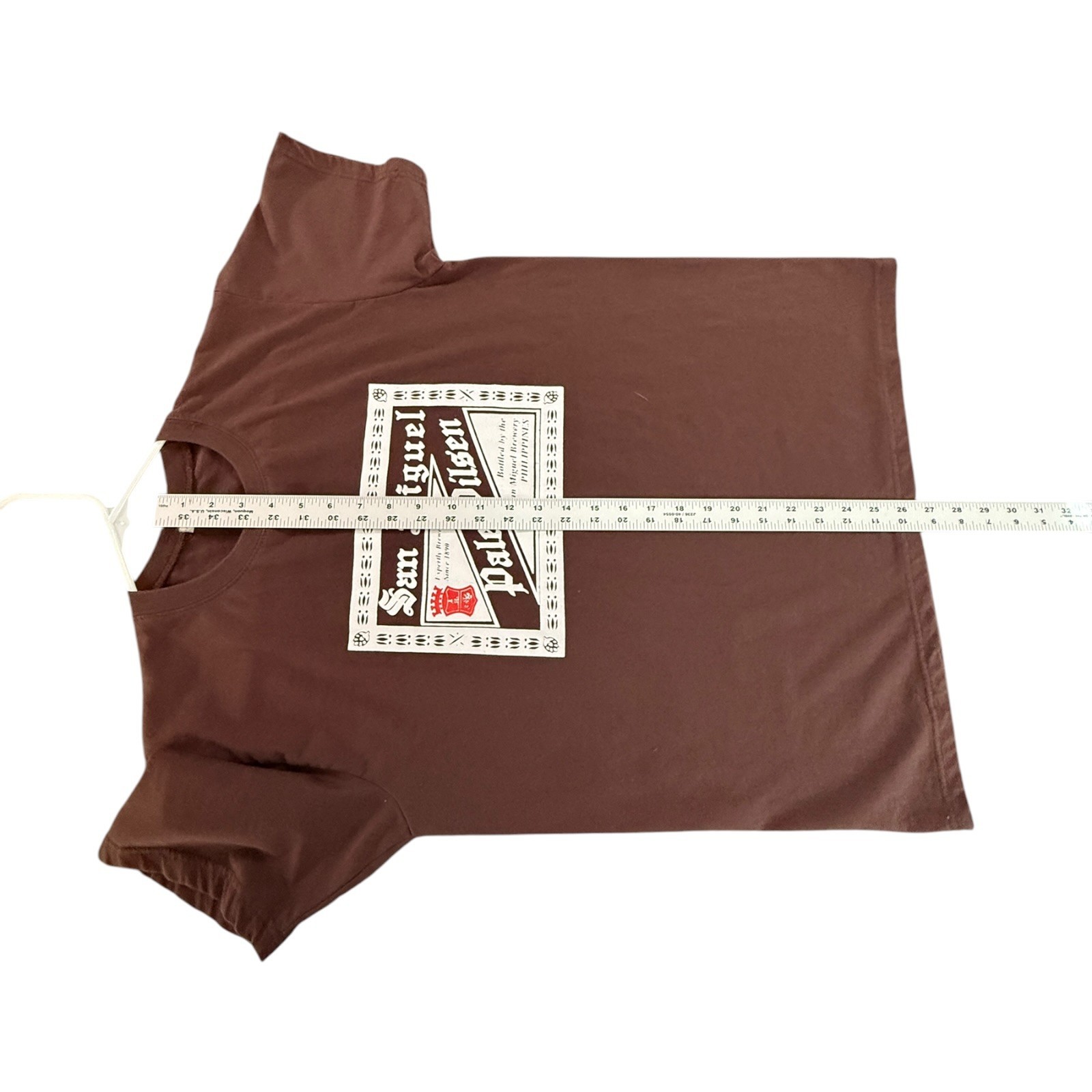 San Miguel Pale Pilsen Beer Graphic T-Shirt Mens Large Brown White Philippines