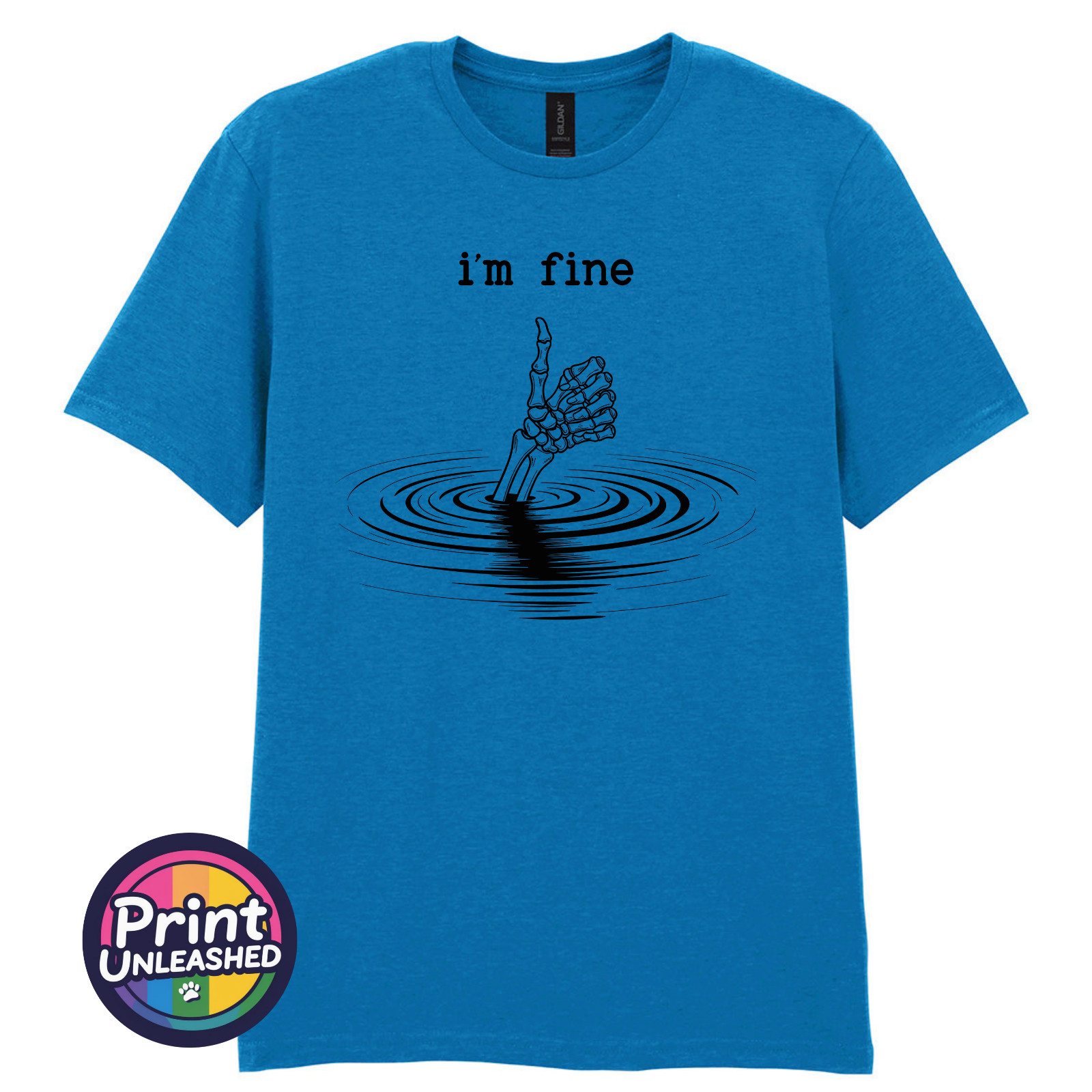 I&rsquo;m Fine Skeleton Hand Funny T Shirt Dark Humour Tee Sarcastic Gothic Gift S-2XL