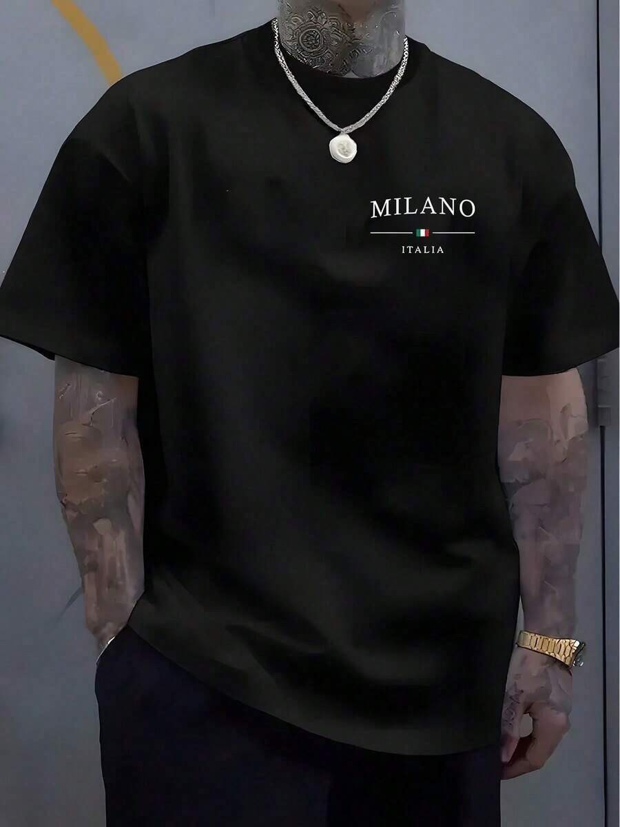 Italian Milan Stripe Men&rsquo;s Crew Neck Tee Short Sleeve Soft Comfy Plus Size
