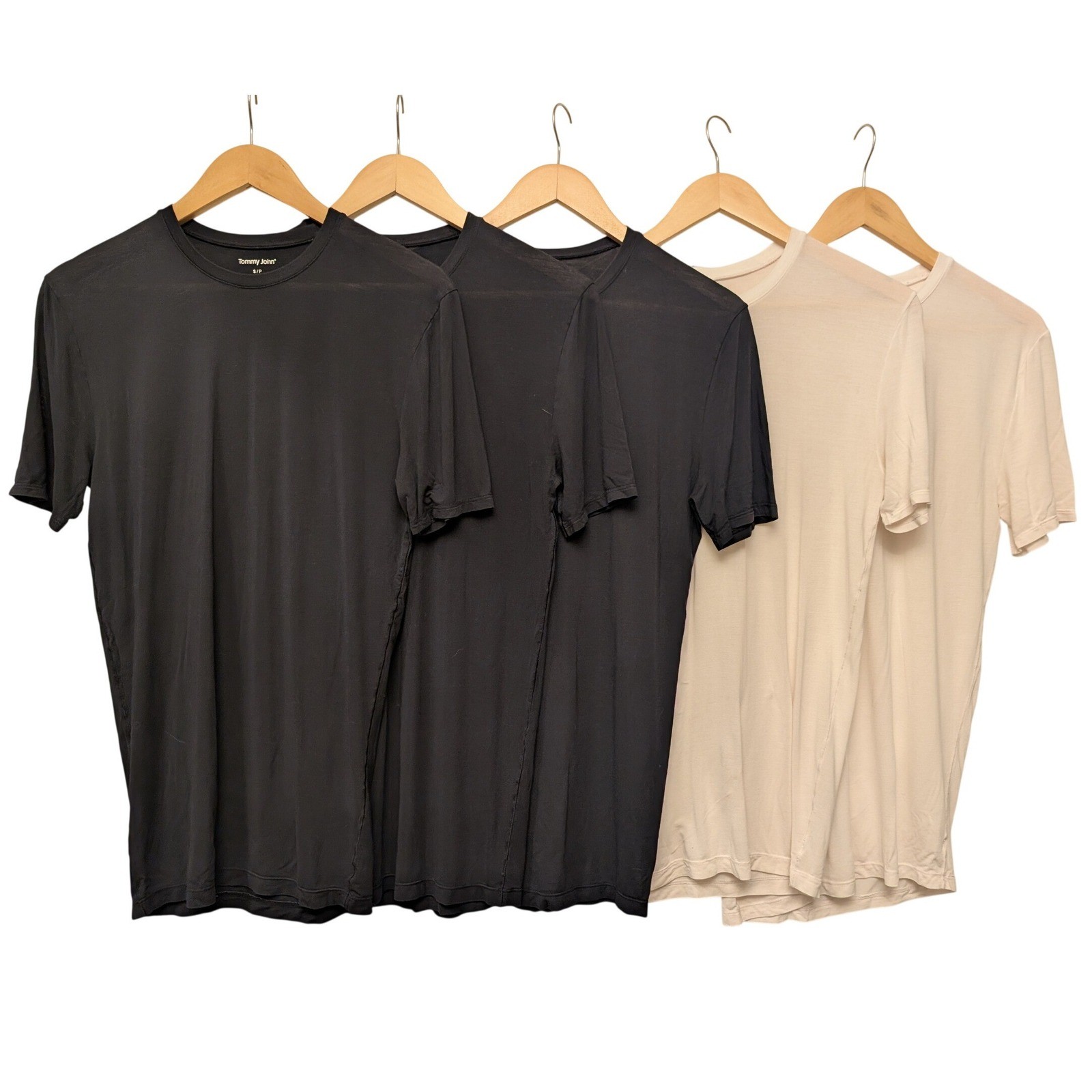 Lot of 5 Tommy John Second Skin Crew Neck Tee Shirts Undershirt Black White