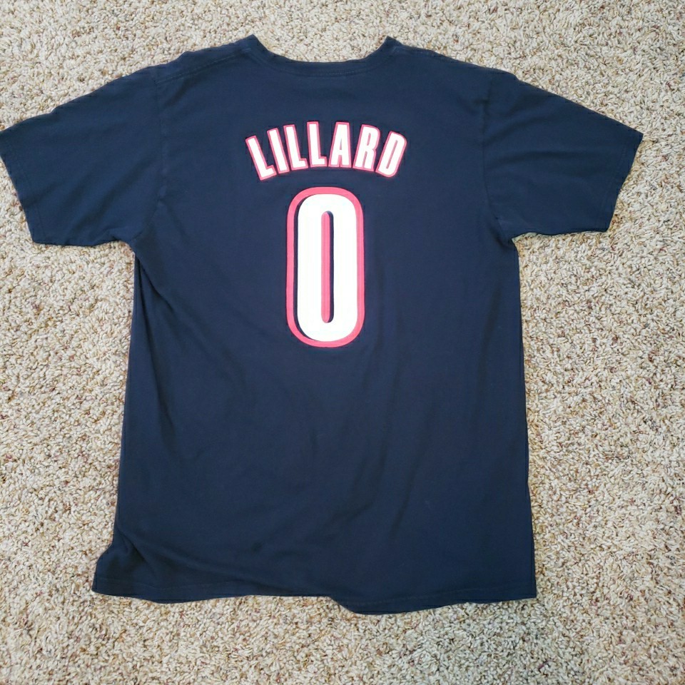 Portland Trail Blazers Damian Lillard NBA Black Shirt Size L Adidas (Medium Fit)