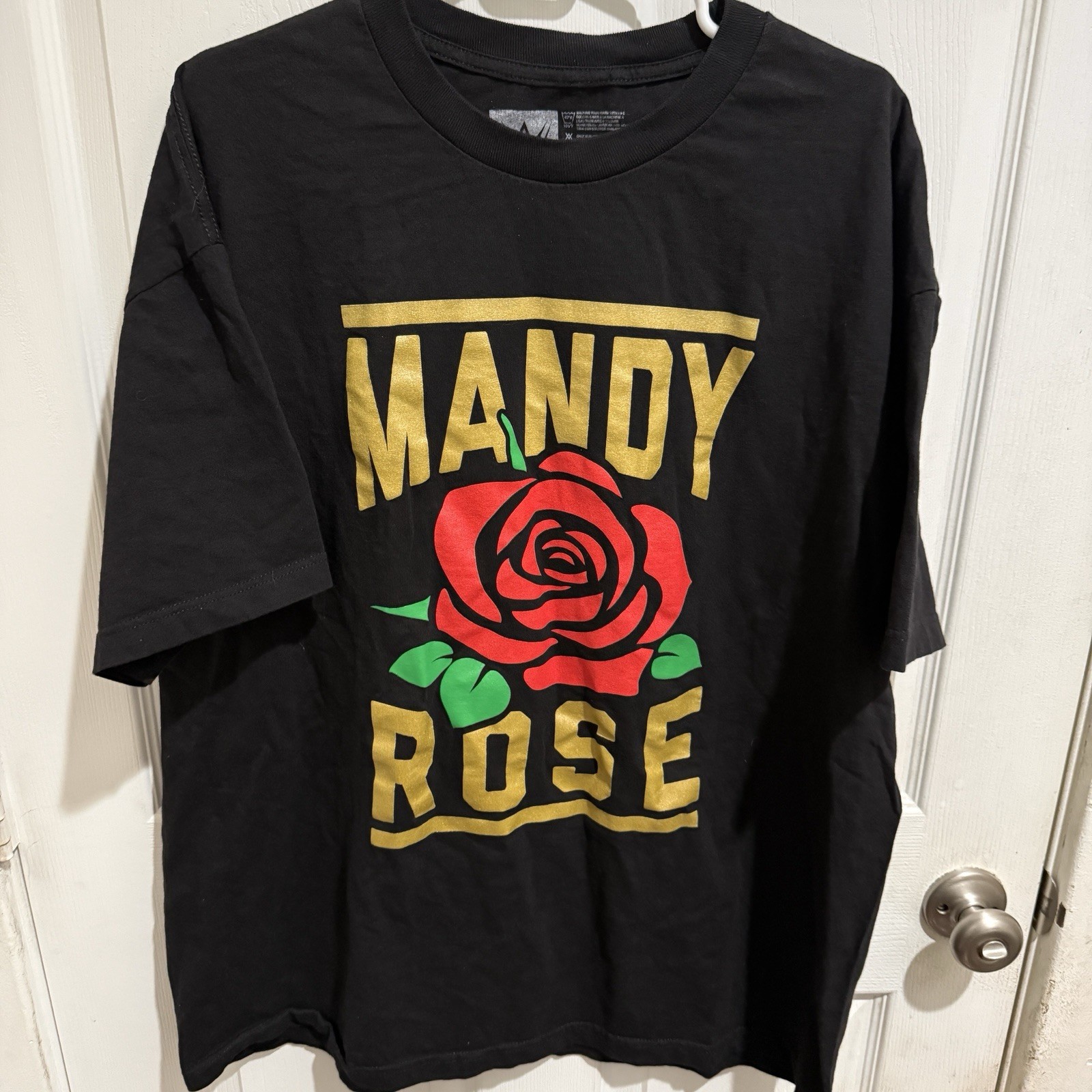 WWE Authentic Mandy Rose T-Shirt Top Men&rsquo;s XXL Crew Neck Black Logo Casual