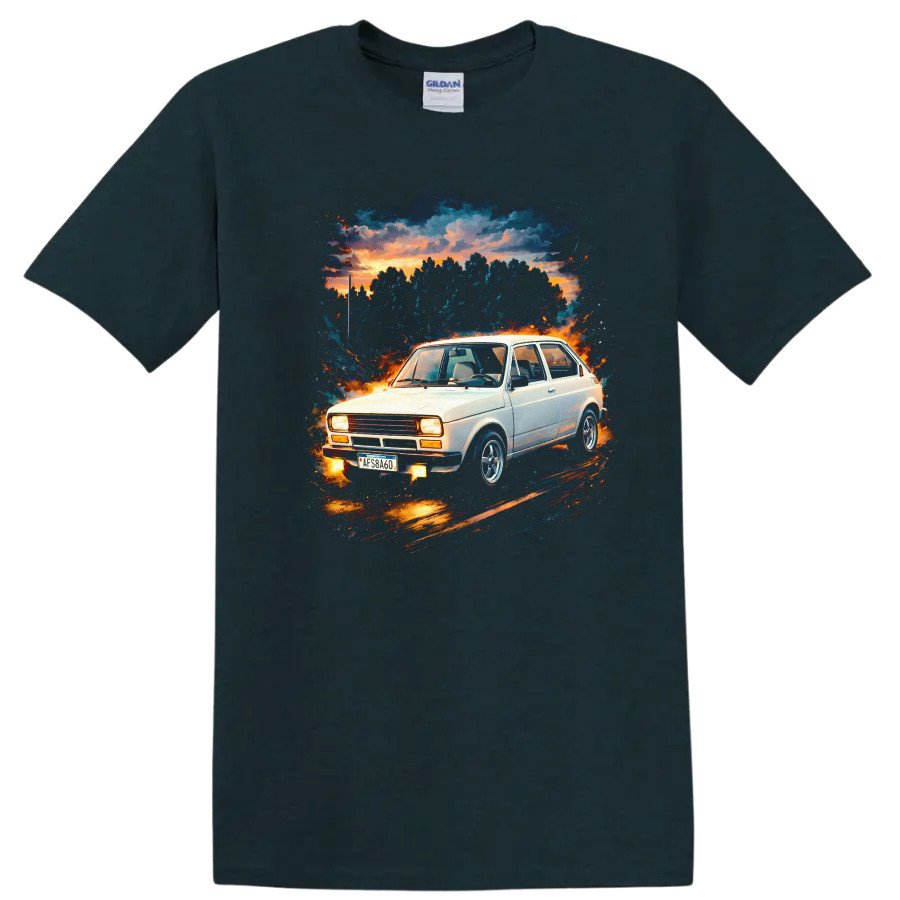 Fiat 147 Old Car T Shirt Classic Retro Compact Hatchback Tee