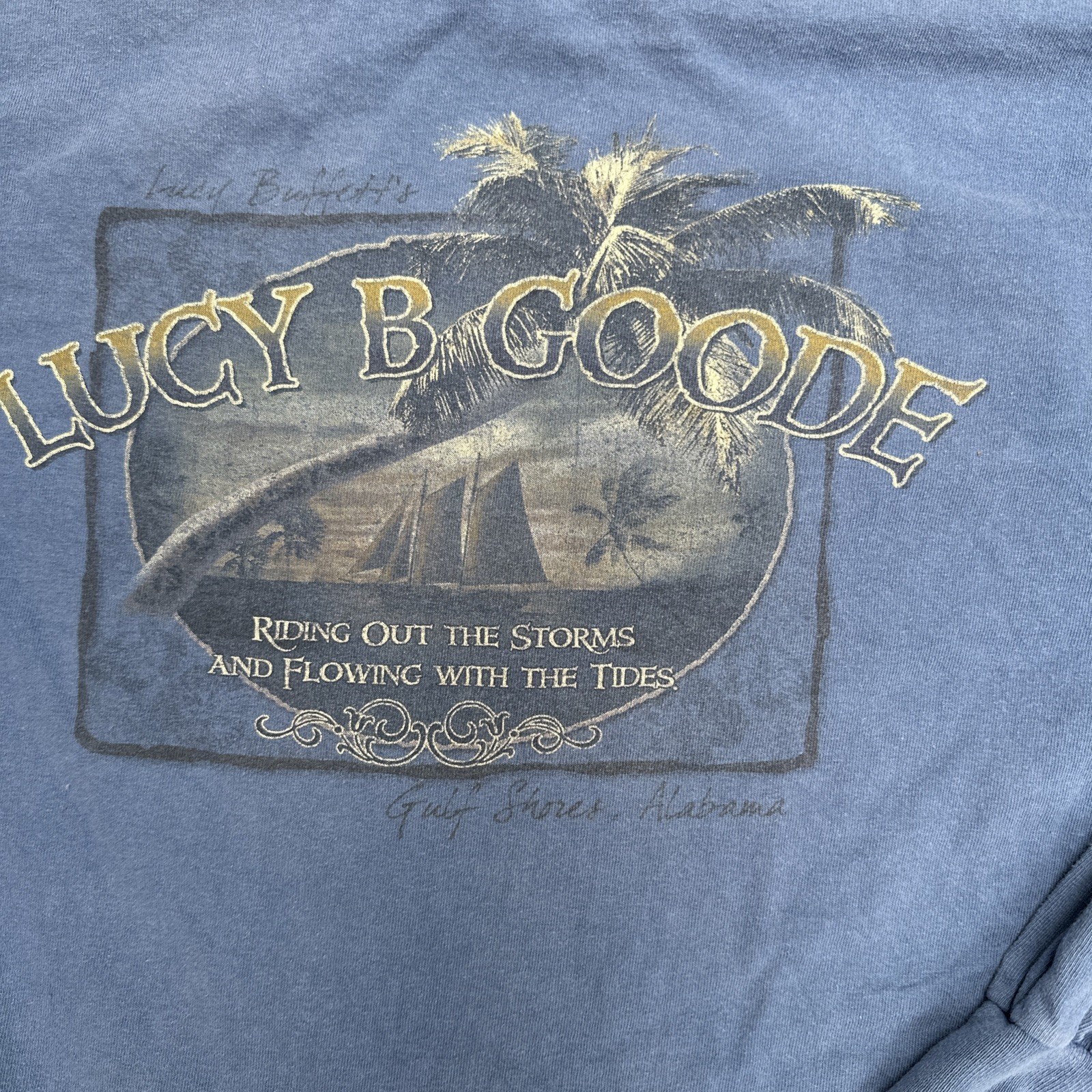 Lucy B Goode T Shirt Men XL Blue Lucy Buffett’s Gulf Shores Alabama Long Sleeve