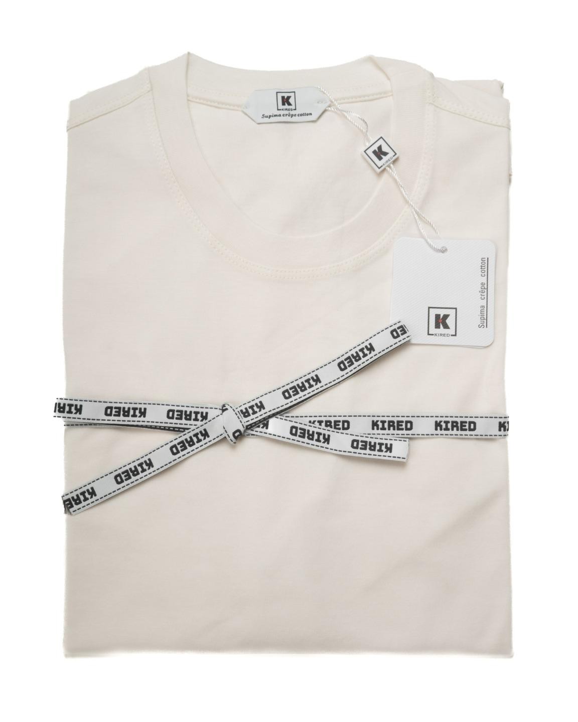 Kired by Kiton Ivory White Supima Crepe Cotton Short Sleeve T-Shirt L (52 IT)