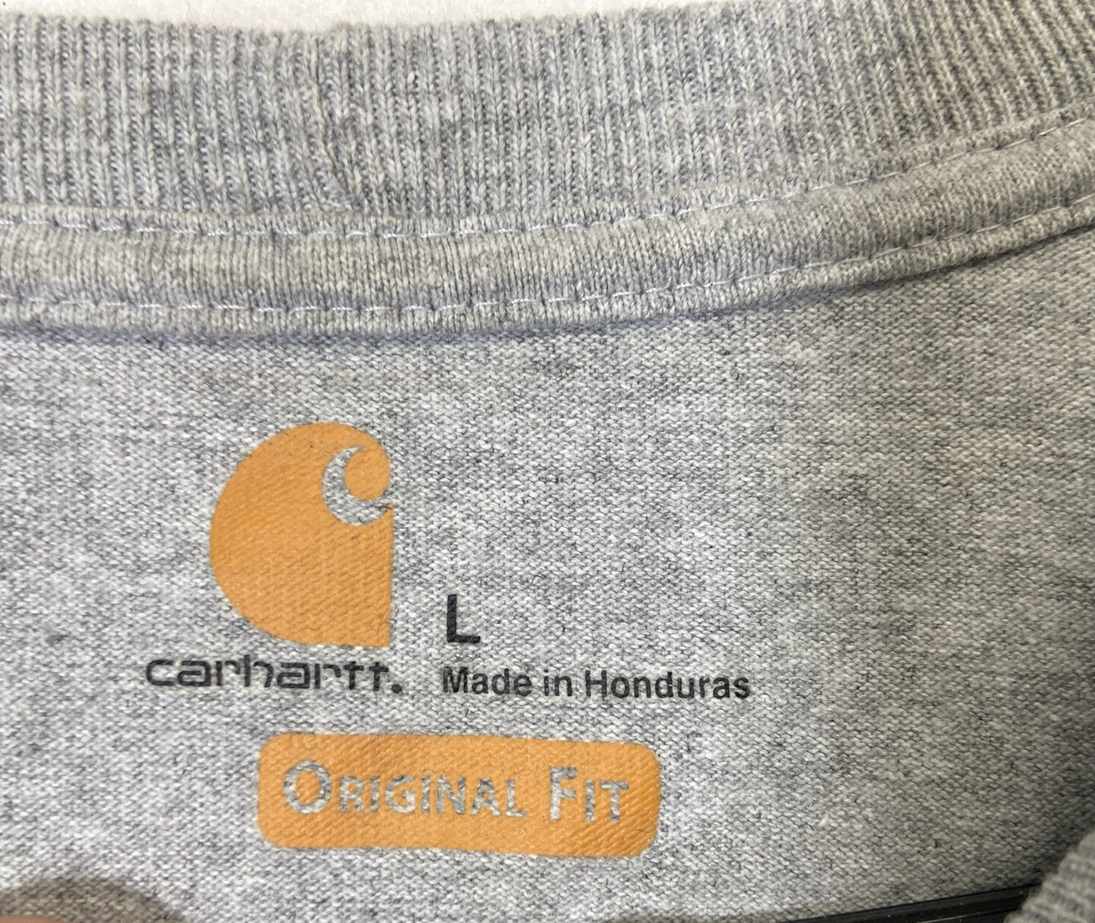 Carhartt Long Sleeve Shirt Mens L Large Regular Gray K231 HGY Logo Crew Neck Tee