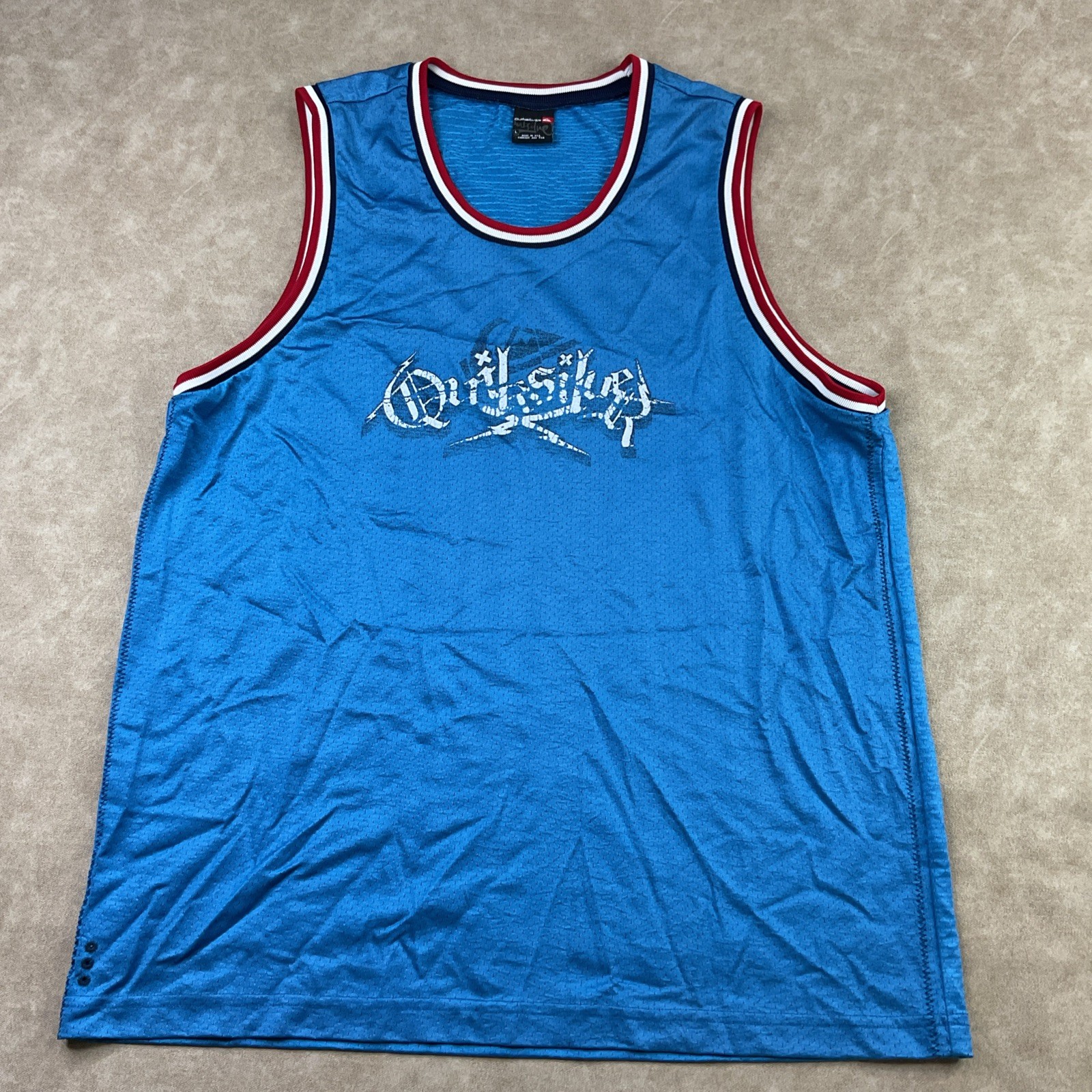 Vintage Quiksilver Jersey Sz L Tank Shirt Y2K Hip Hop Skater Grunge Surfer USA
