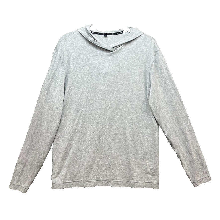 Public Rec Hooded Pullover Long Sleeve T Shirt Mens Large Gray Active Streetwear