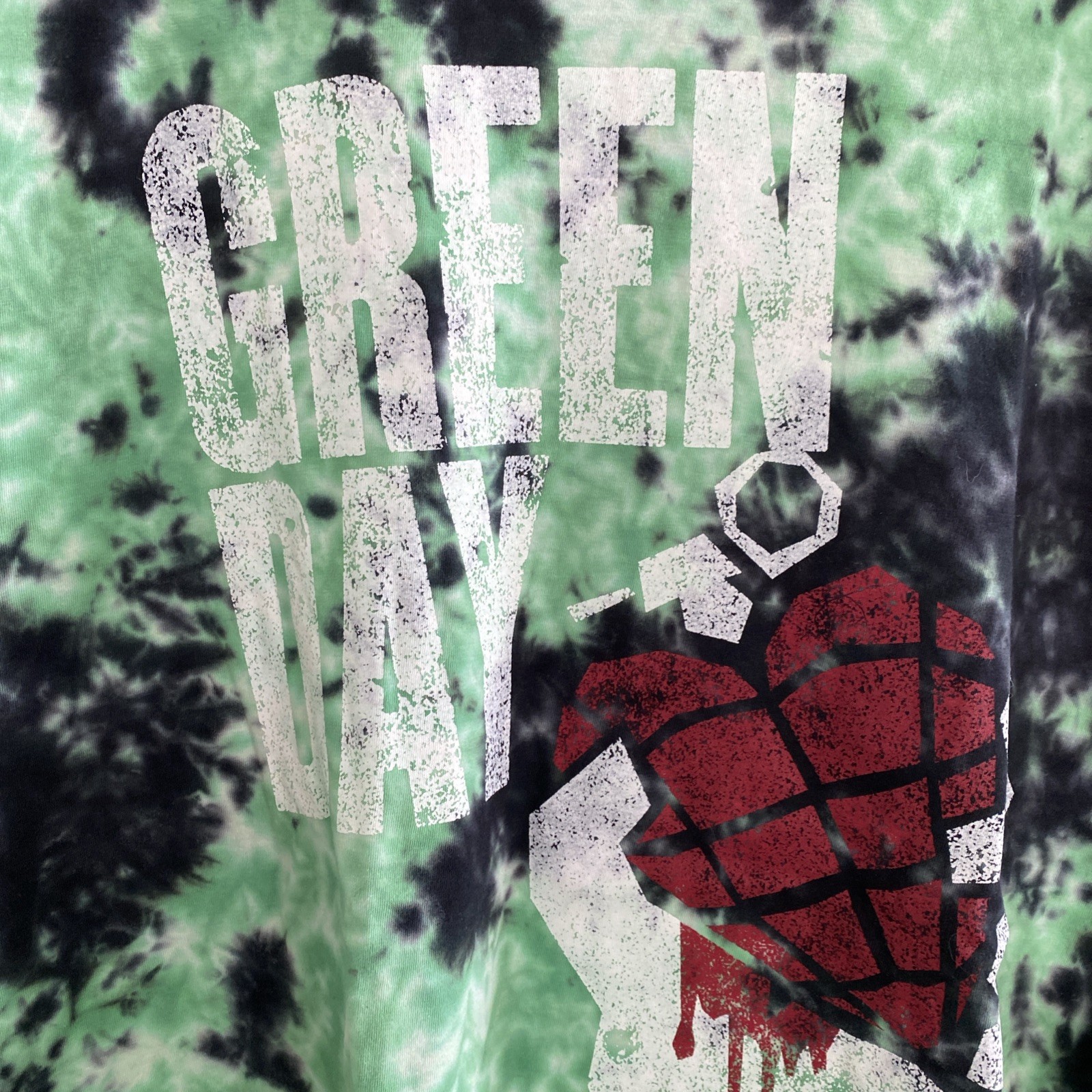 Green Day Sleeveless T Shirt Size 2XL Green Black White Tie Dye