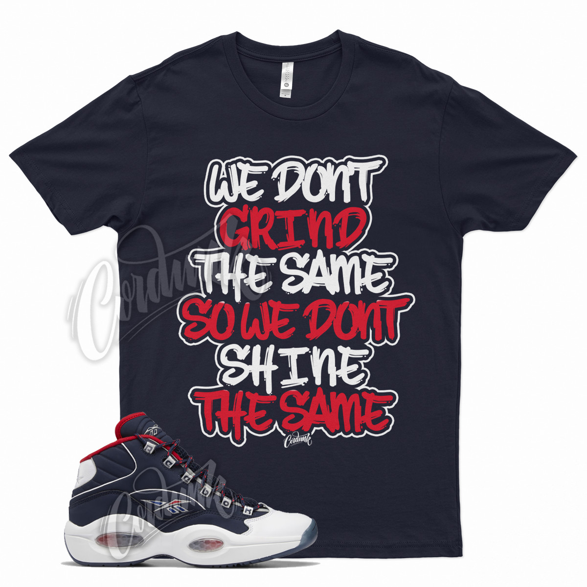 Navy GRIND T Shirt for Question Mid Ftwr White Vector Red Blue