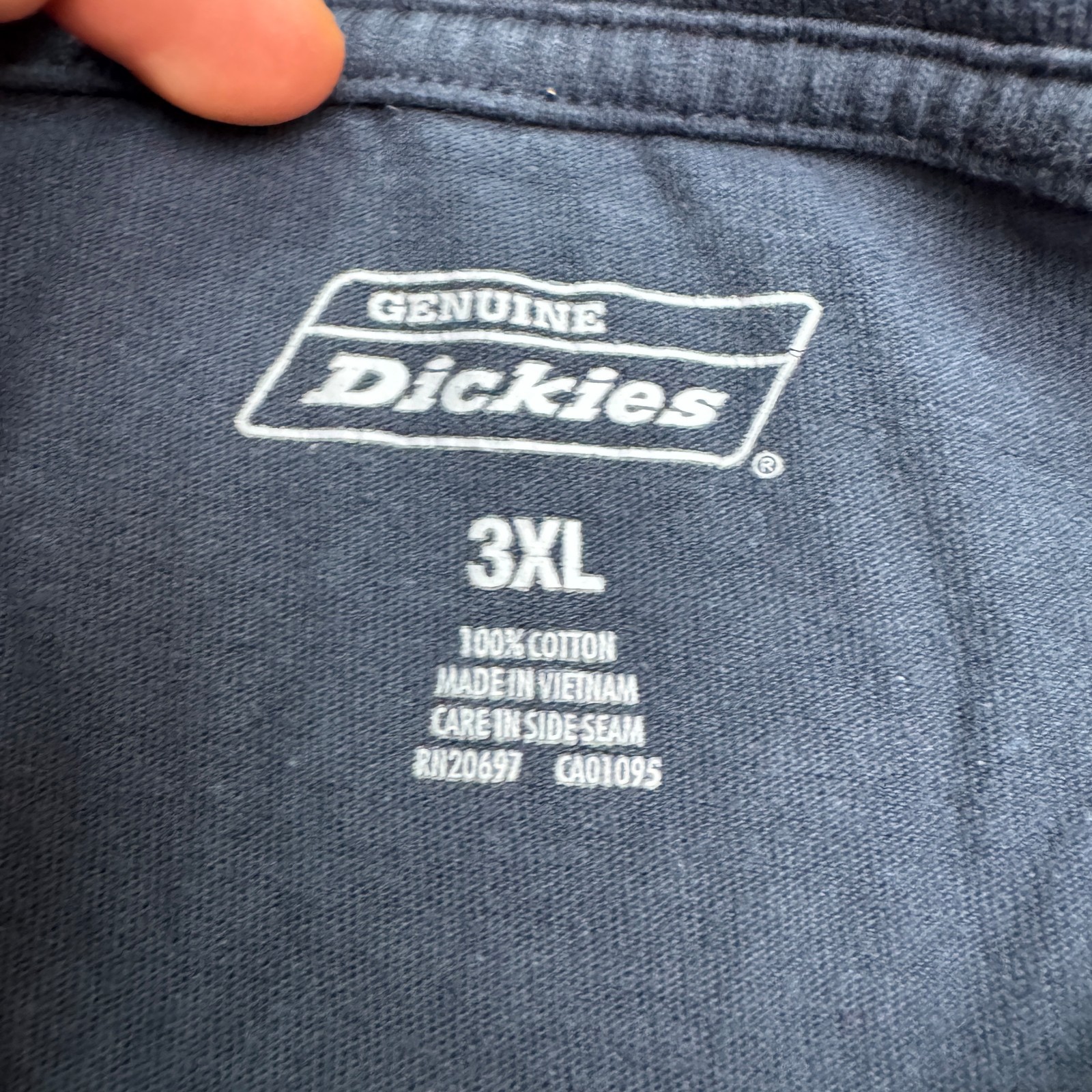 Genuine Dickies Basic T-Shirt Mens 3XL Navy Short Sleeve Crew Cotton Pocket Tee