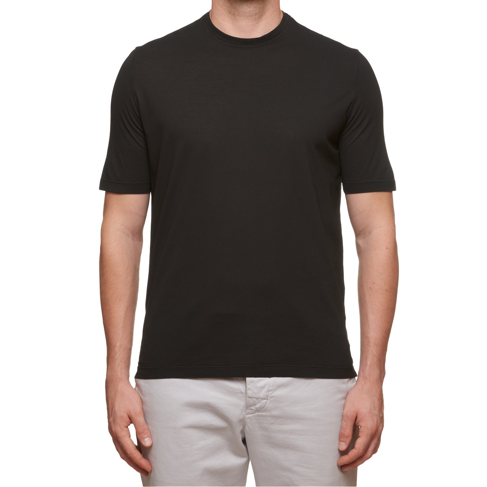 Kiton KIRED « Baciomc » Black Exclusive Crepe Cotton T-Shirt Slim 2023