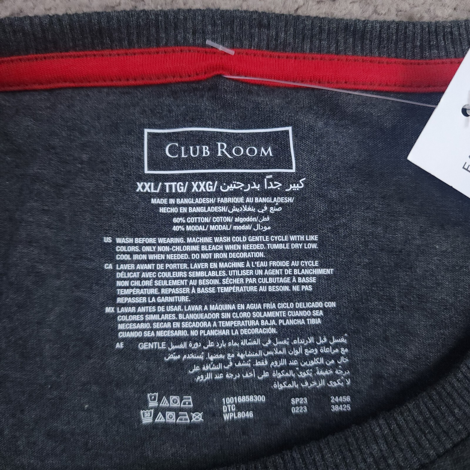 Club Room Men&rsquo;s Dad Sueded Graphic T Shirt Charcoal Heather Grey 2XL