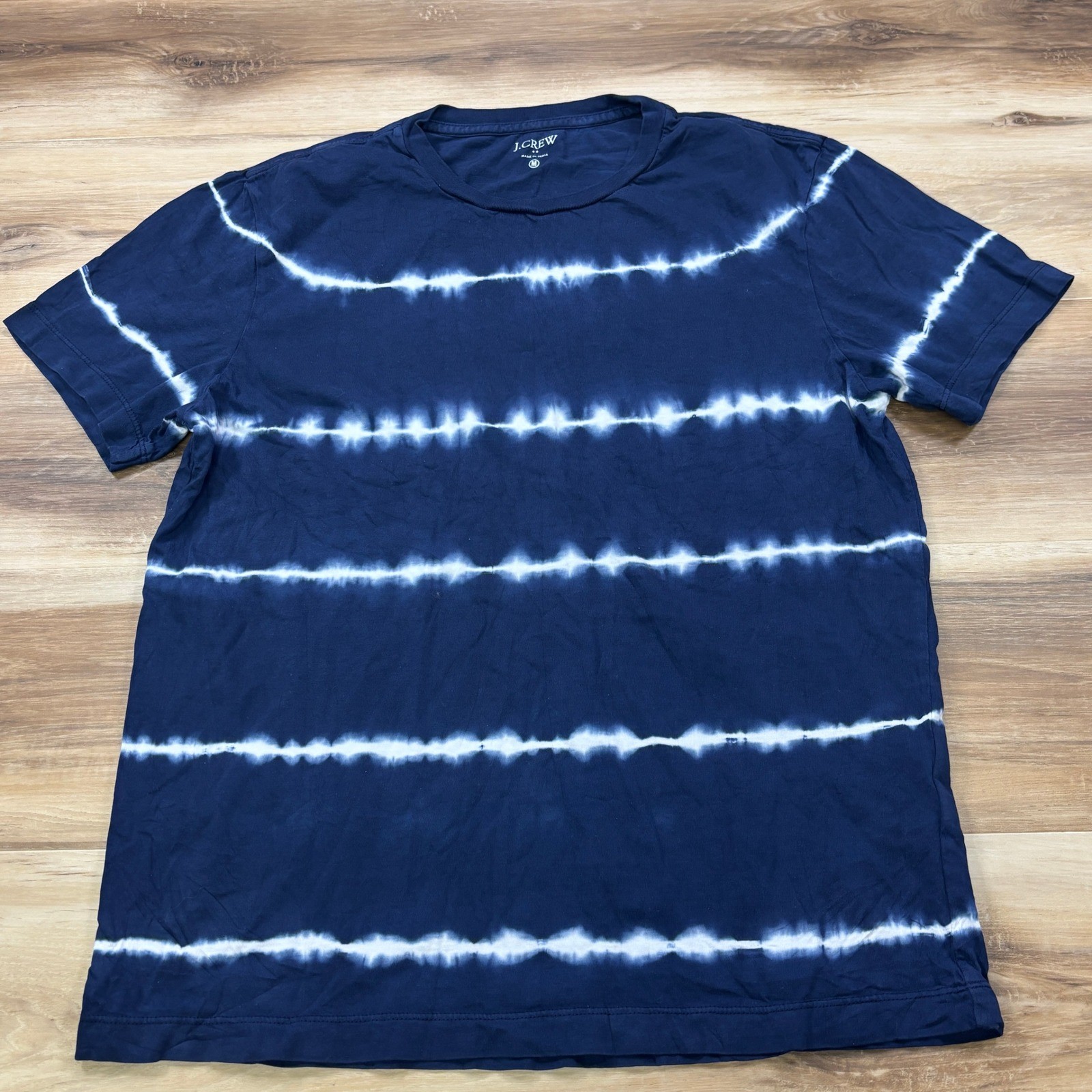 J.Crew T-Shirt Mens Medium Tie Dye Cotton Regular Fit Navy Blue Summer Casual