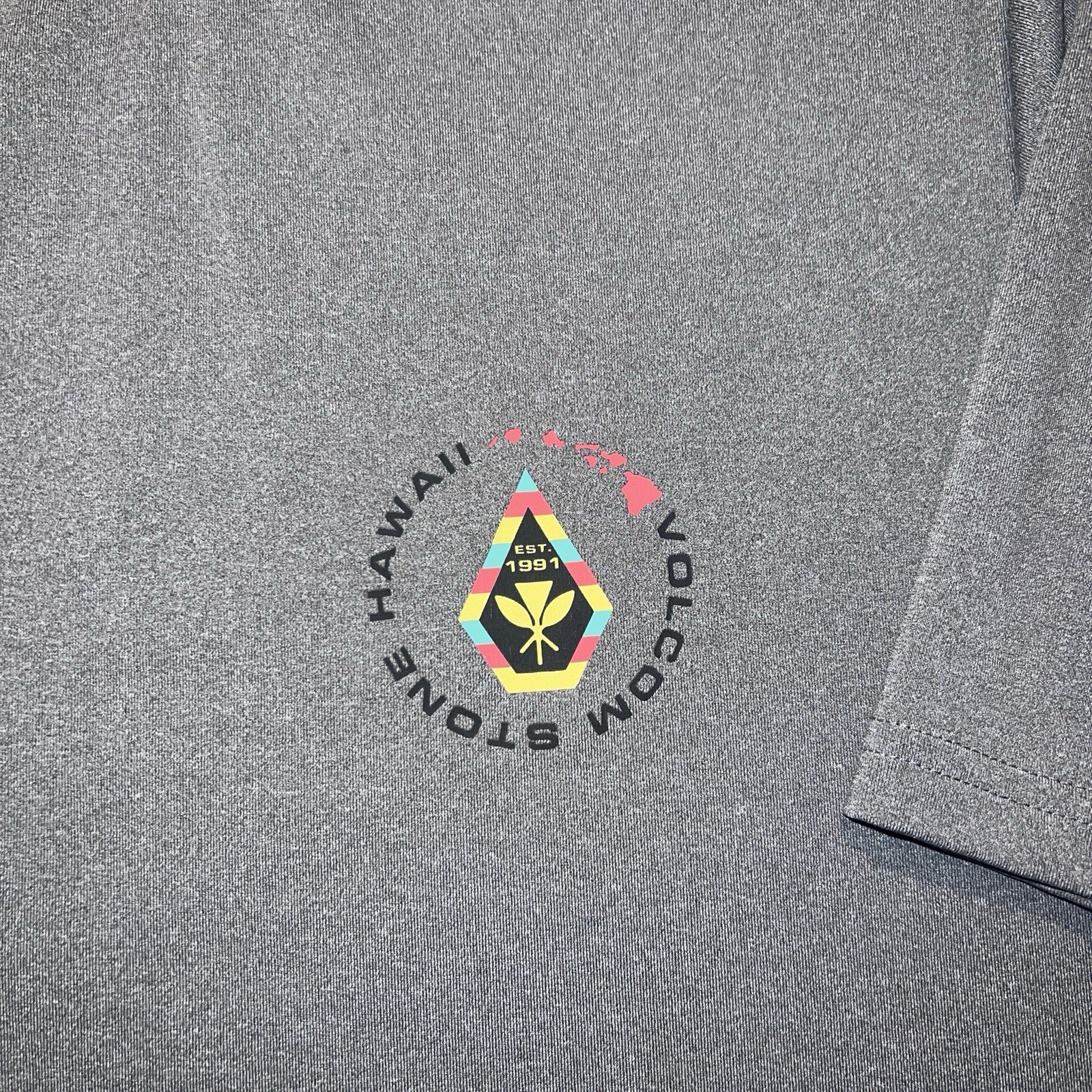 Volcom Stone Hawaii Logo T Shirt Mens S Gray Skate Surf Tee Anti-UV 50+ UPF