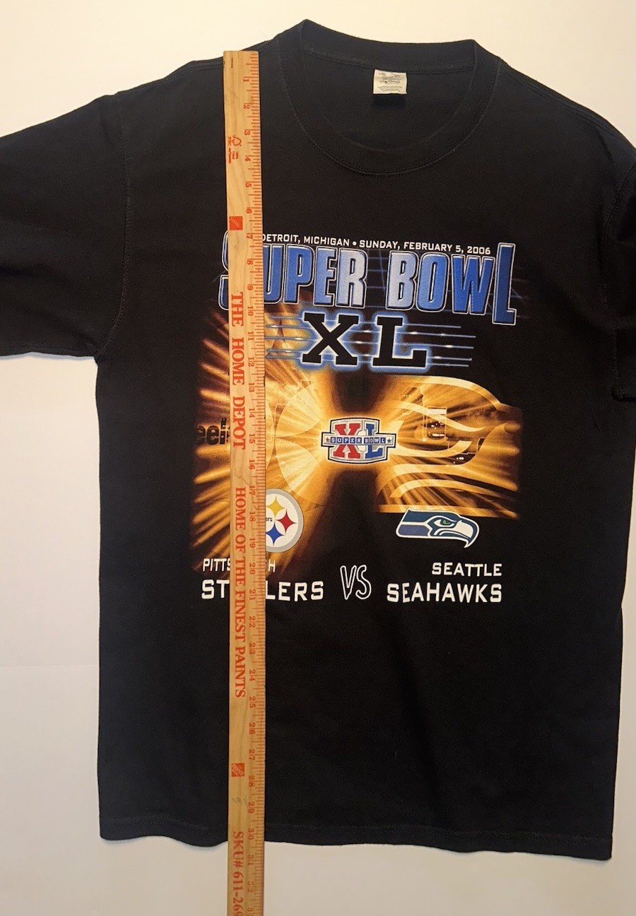 SUPER BOWL 40 Mens L T-Shirt Steelers Seahawks NFL Y2K VTG Football Official