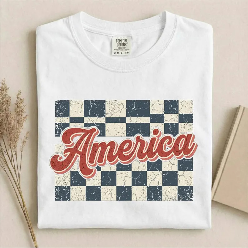Checkered Retro USA 250th Anniversary Celebration Comfort Tee
