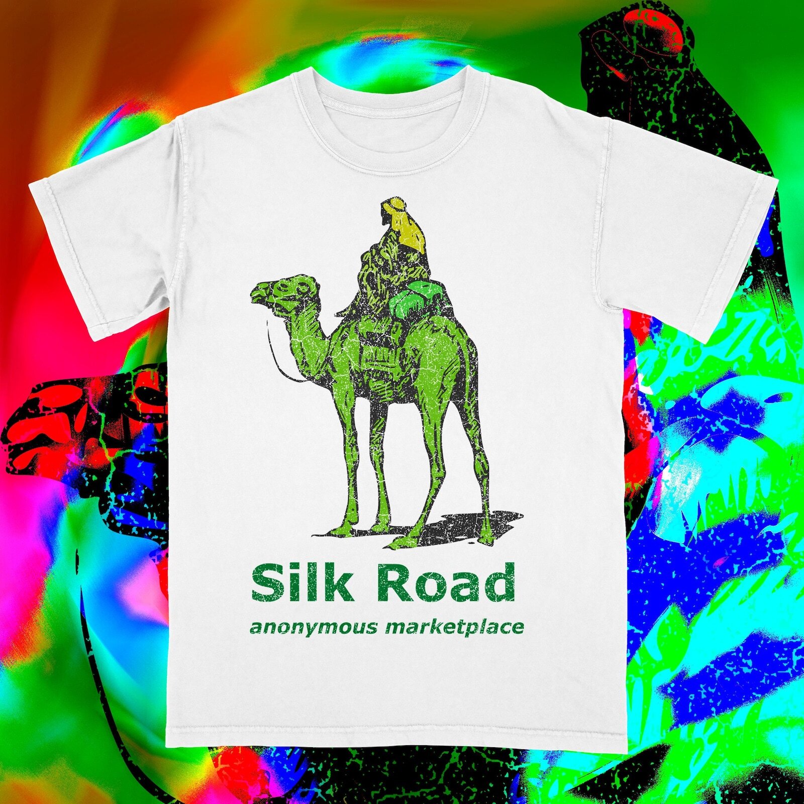 Silk Road Anonymous Marketplace Logo Promo Vintage Washed White T-shirt