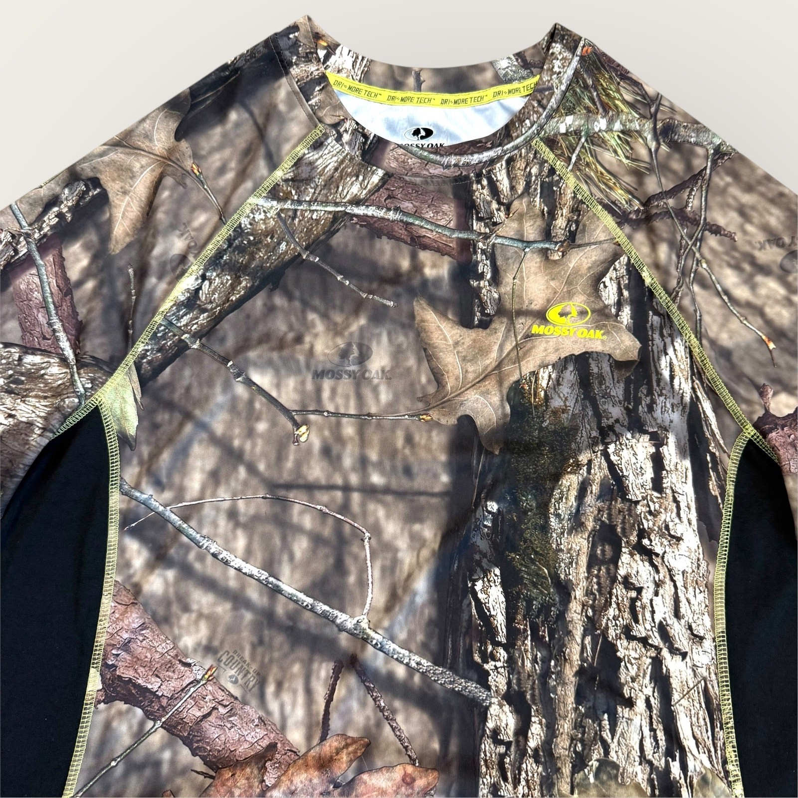 Mossy Oak Mens XL Short Sleeve Camo Dri More Tech Hunting Jersey T Shirt Brown