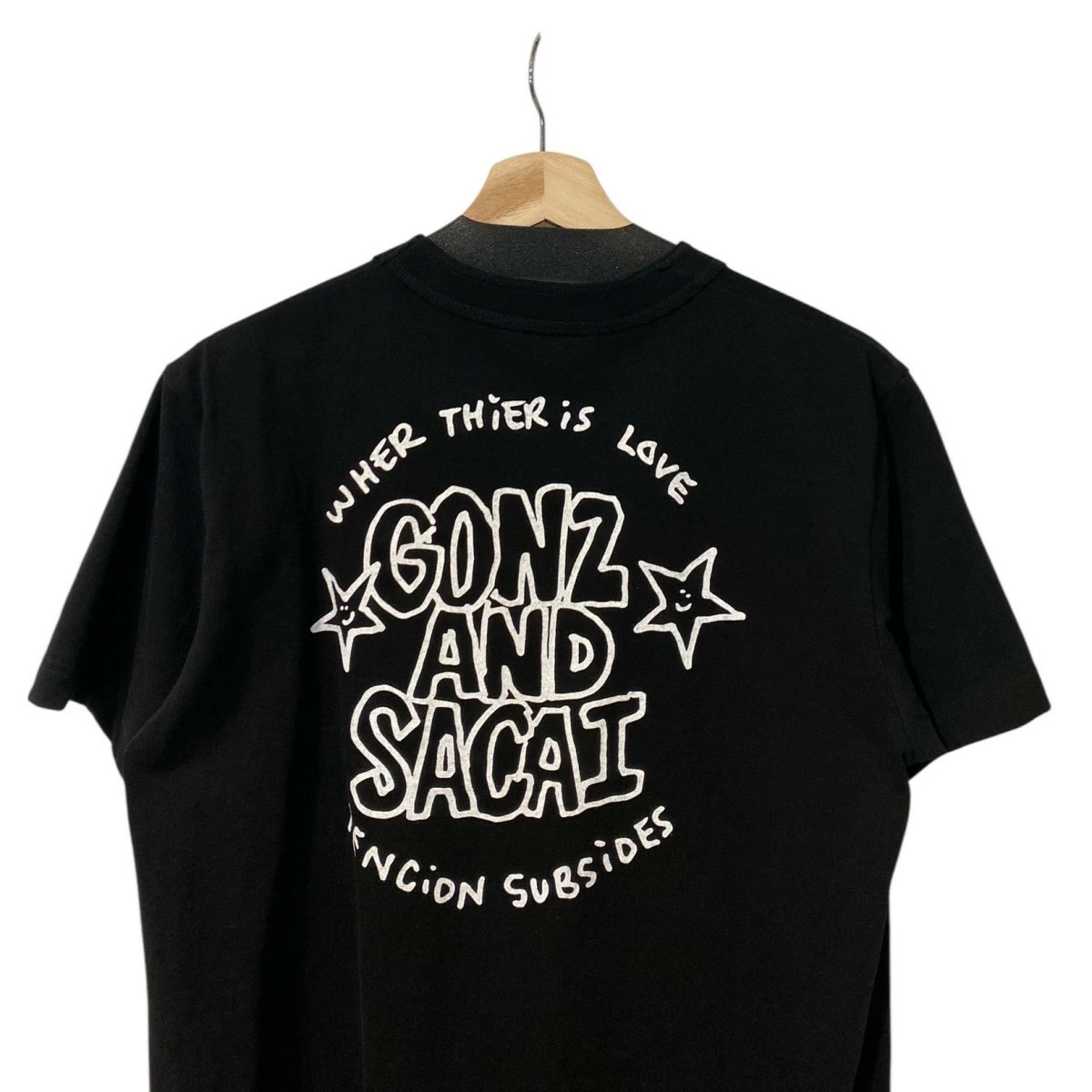 Sacai x Mark Gonzales Black T-Shirt 46cm (18in) Good Used Condition