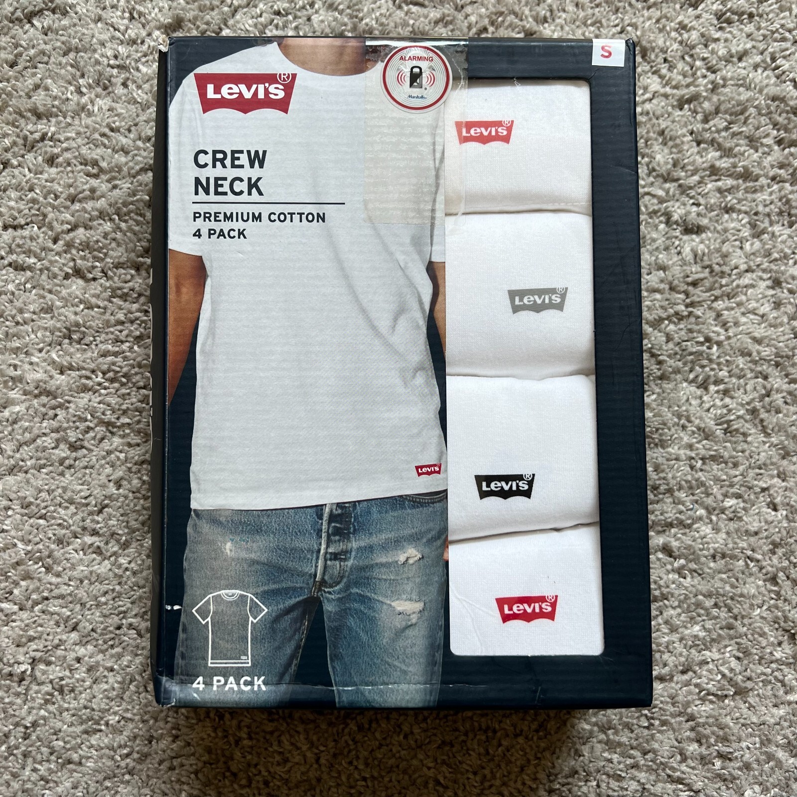 Men&rsquo;s Levi&rsquo;s Premium Cotton Small Crew Neck Undershirt T-shirt 4-Pack White