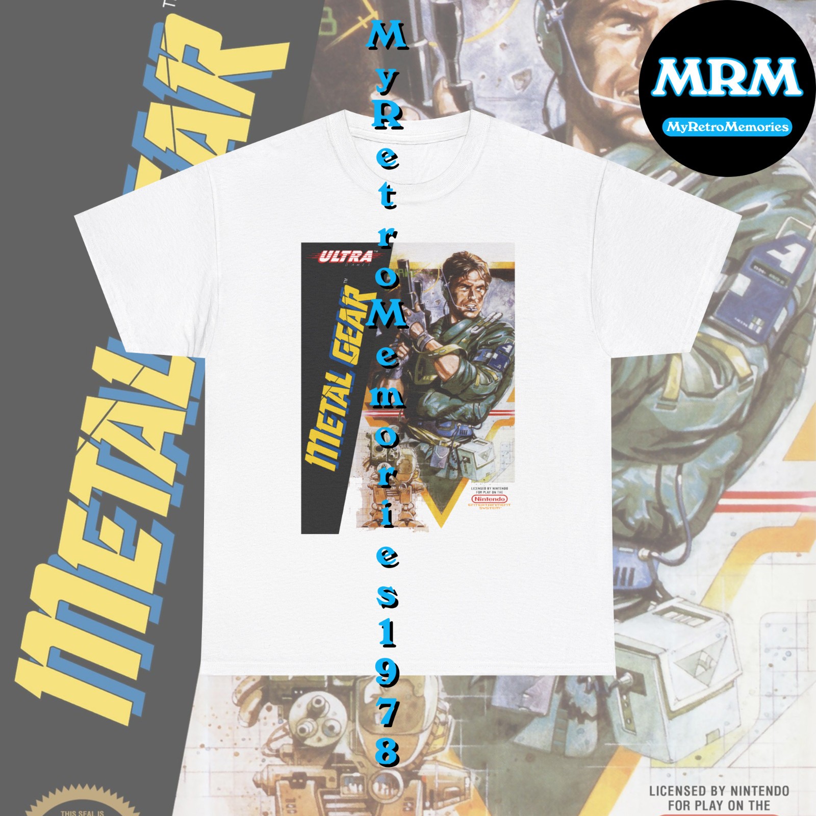 NEW Metal Gear NES Nintendo Box Art Design Black or White T-Shirt S-5XL Free S&H