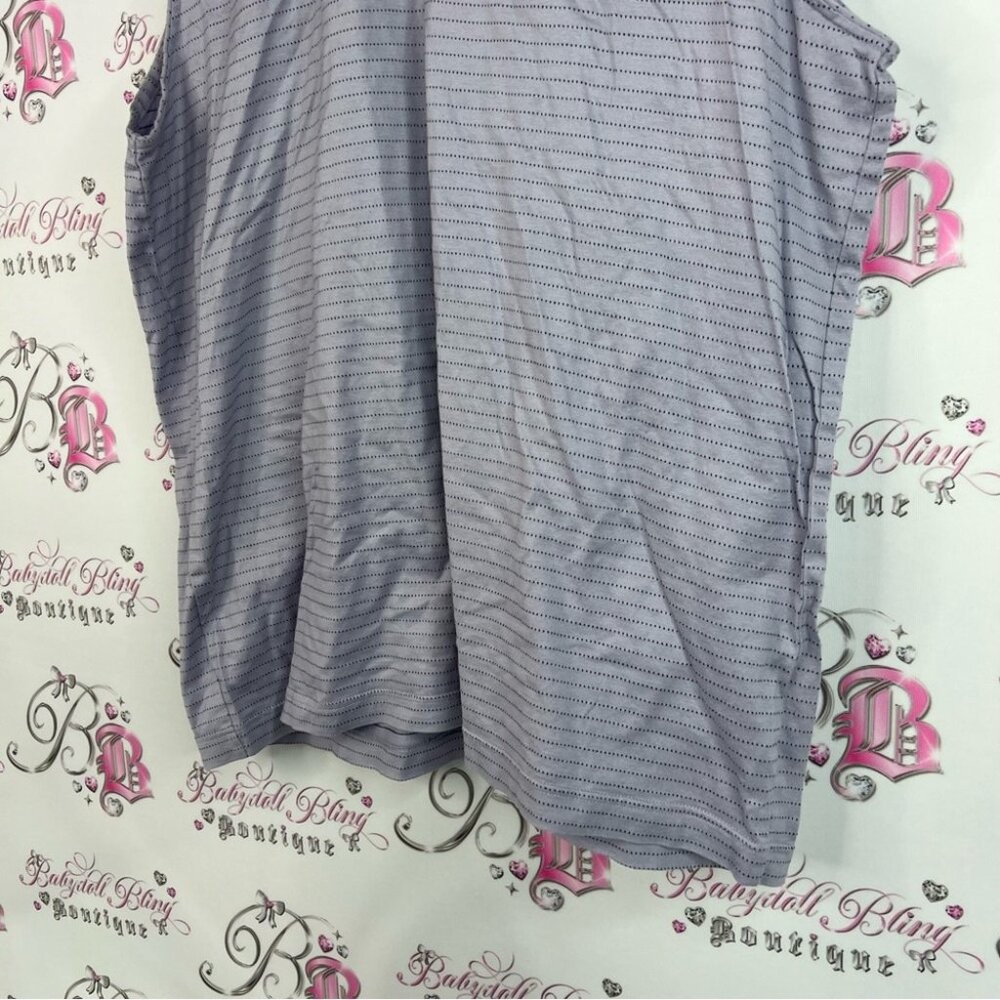 TEHAMA polo sleeveless tank top stripes dotted Lavender Sleeveless Blouse