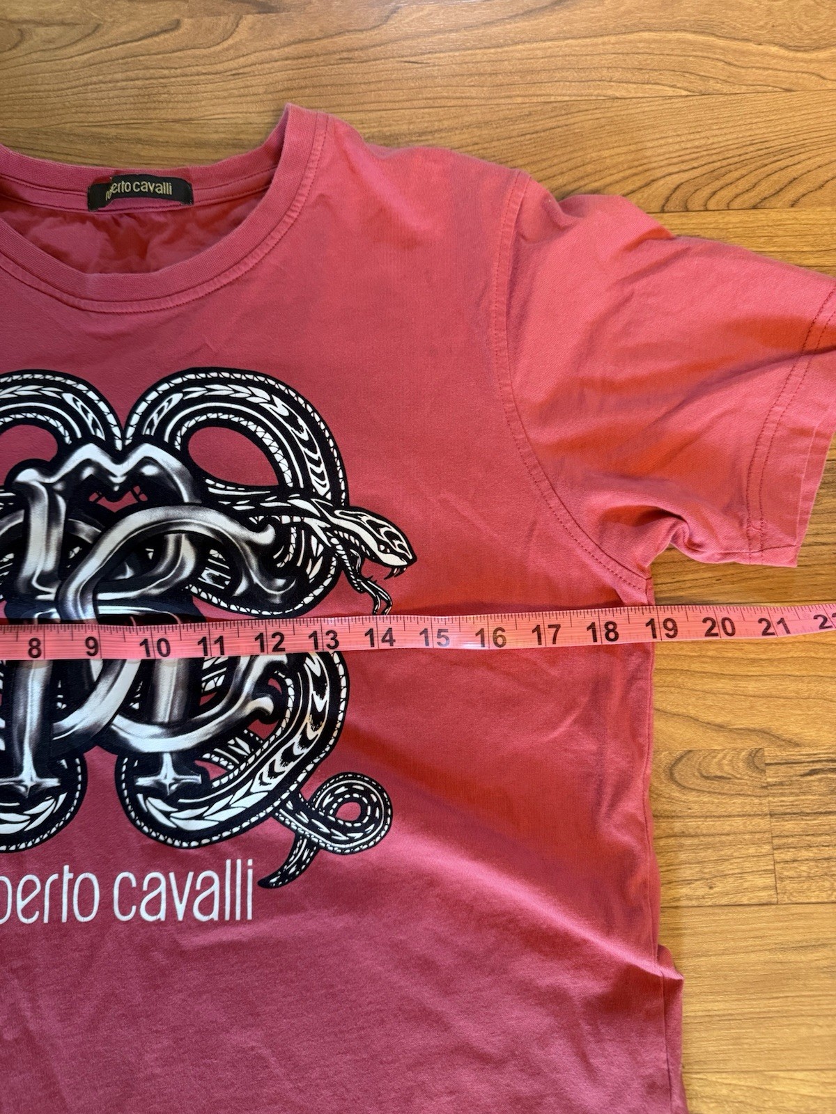 Roberto Cavalli Men’s Red Snake Logo Graphic Print Crew Neck T-Shirt Sz M