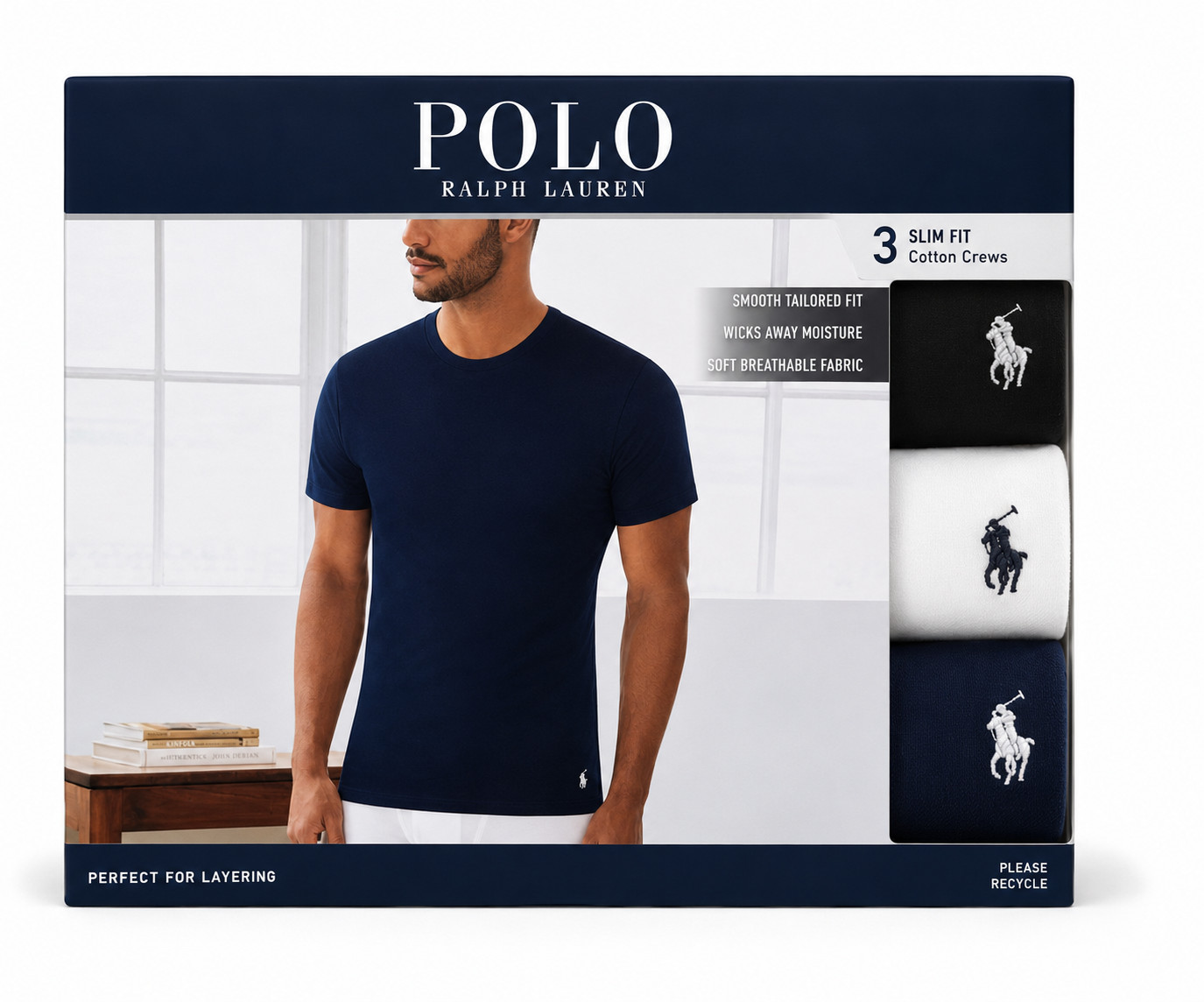 Polo Ralph Lauren Men&rsquo;s Slim Fit W/ Wicking 3-Pack Crew Cotton Undershirts XL