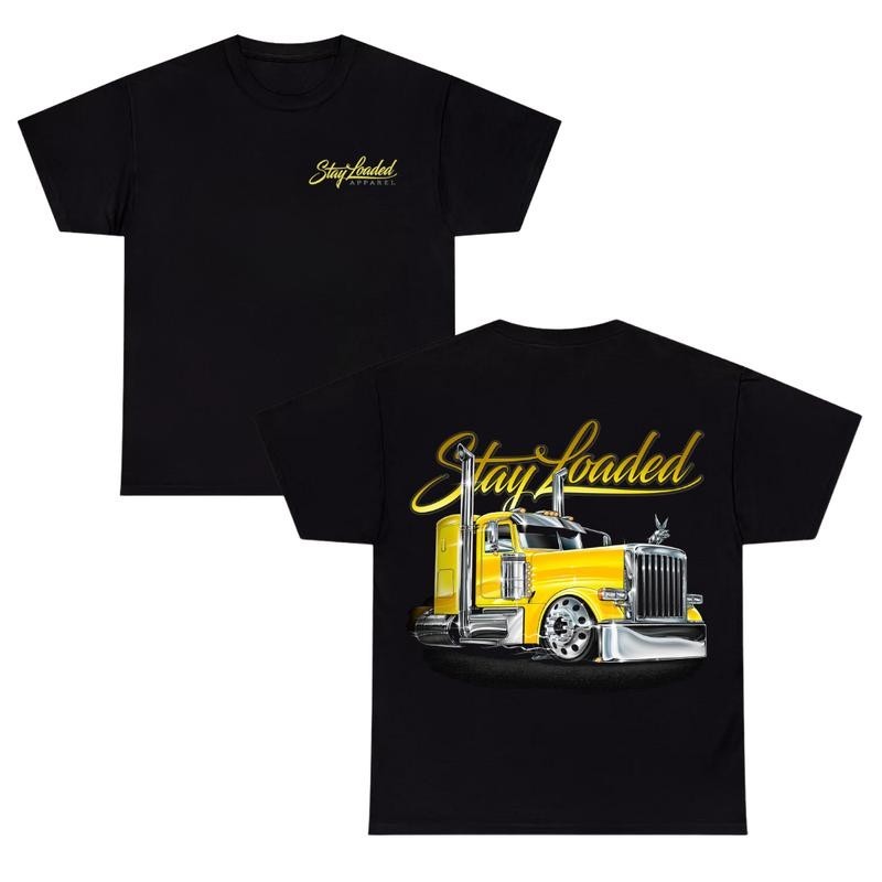 TLXT Stay Loaded Yellow Semi Truck T-Shirt – Chrome Diesel Big Rig Graphic Tee,