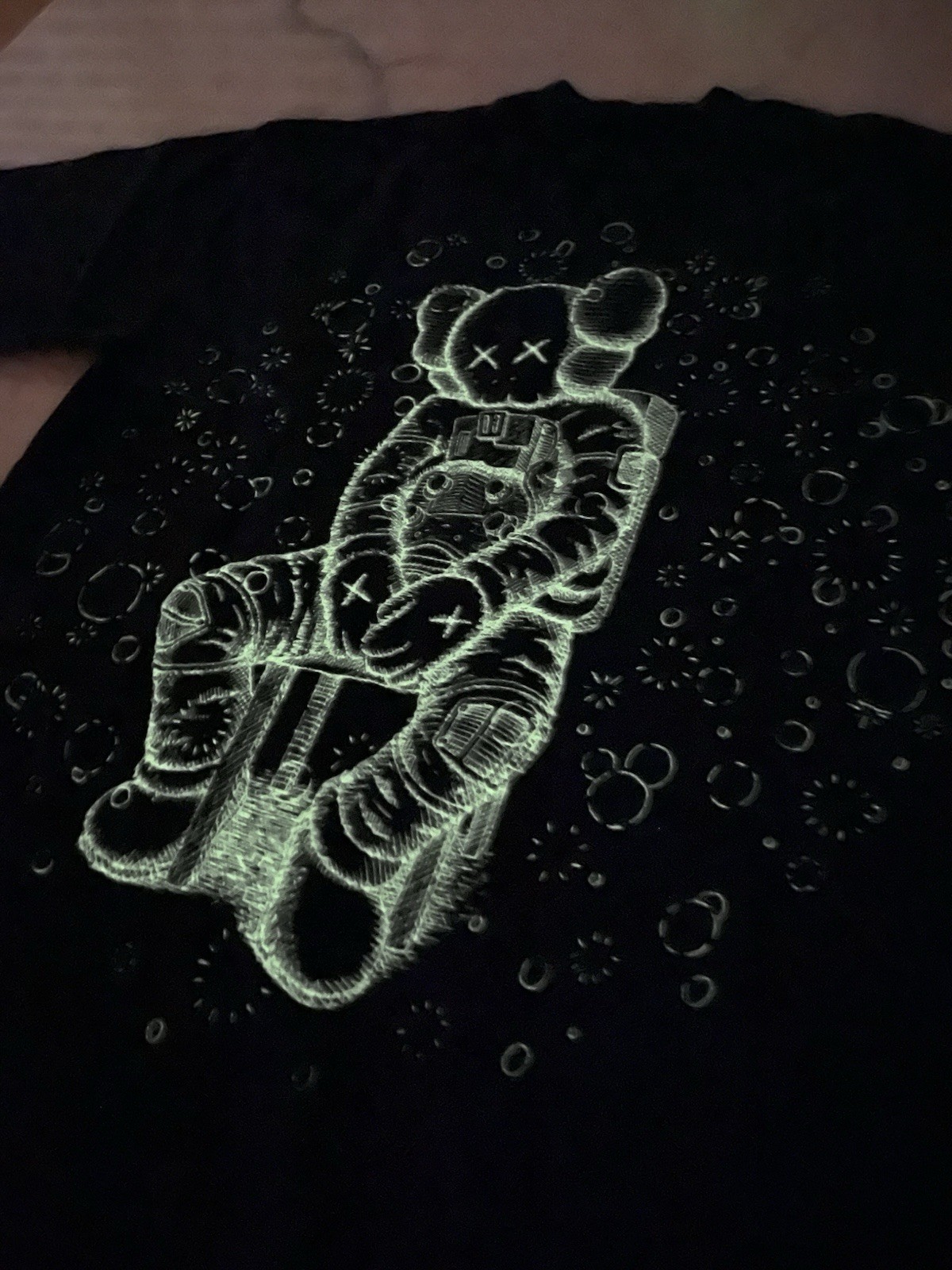 KAWS x Kid Cudi Moon Man Glow In The Dark Shirt Size XXL NWT
