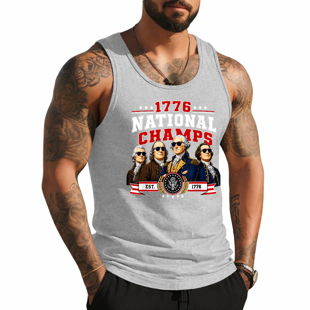 1776 National Champs Presidents USA American 4th of July Tank Top