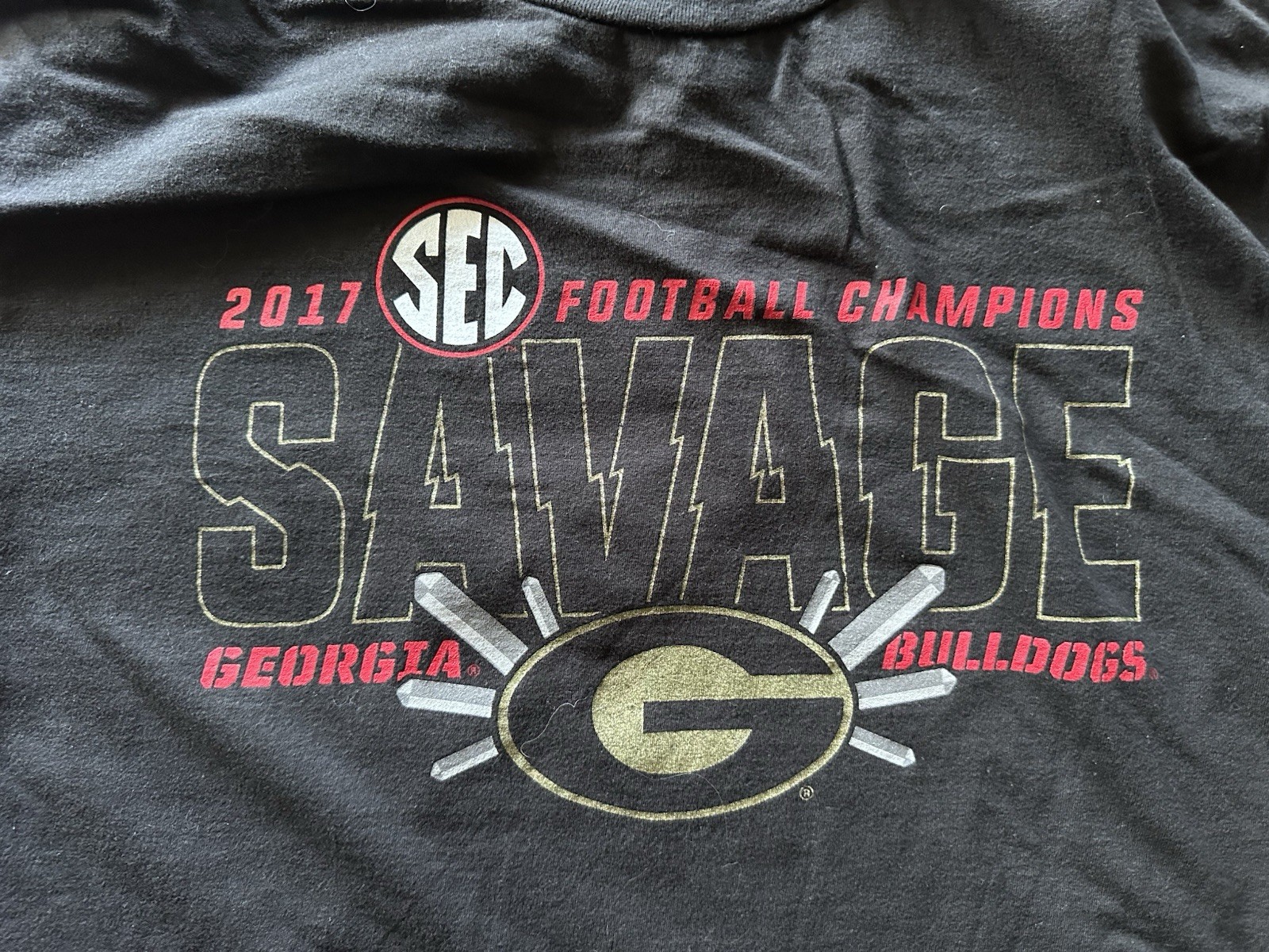 Georgia Bulldogs Champions Fanatics Mens T-Shirt Black Size 4XL