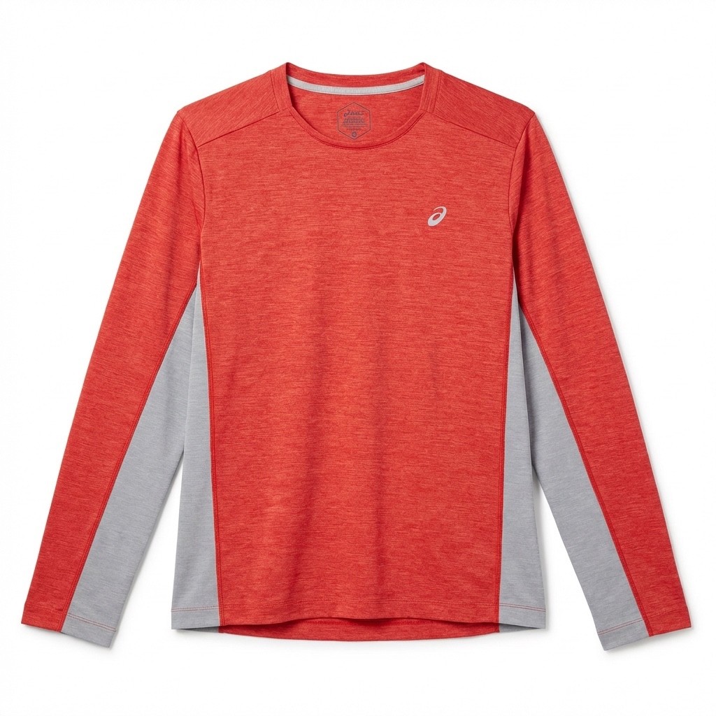 ASICS Men&rsquo;s Train Sana Long Sleeve Top – Size Large – Fiery Red / Piedmon