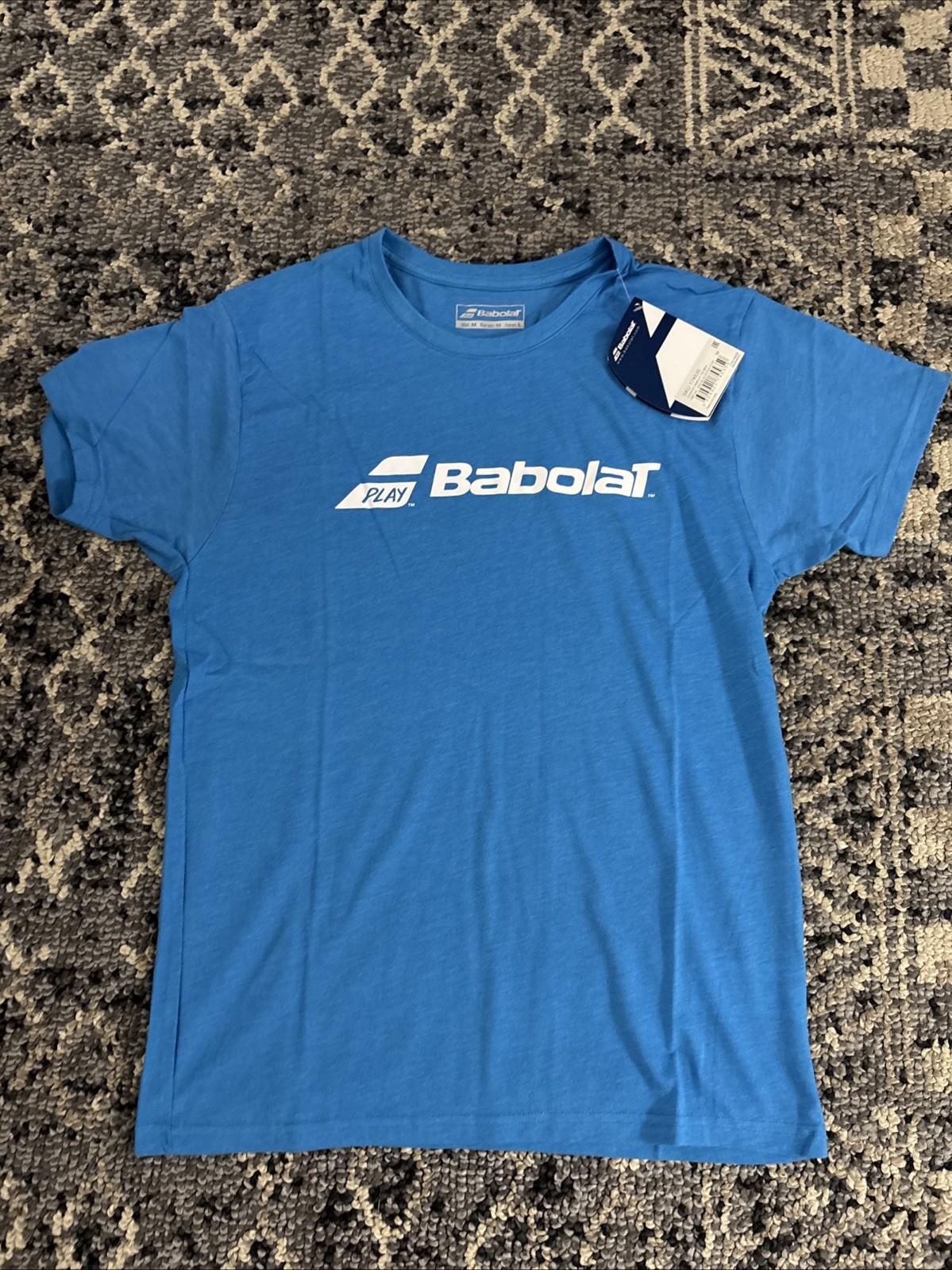 Babolat Exercise Men’s MED Tee Shirt Blue Aster Heather Tennis Pickleball NEW