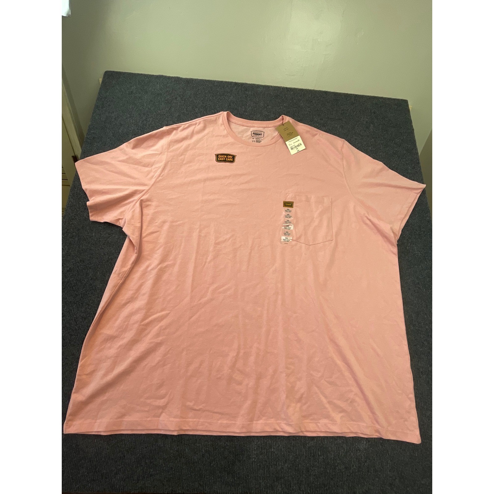 The Foundry Supply Co Mens 5XL Pink Pocket T-Shirt Quick-Dri Colonial Rose NEW