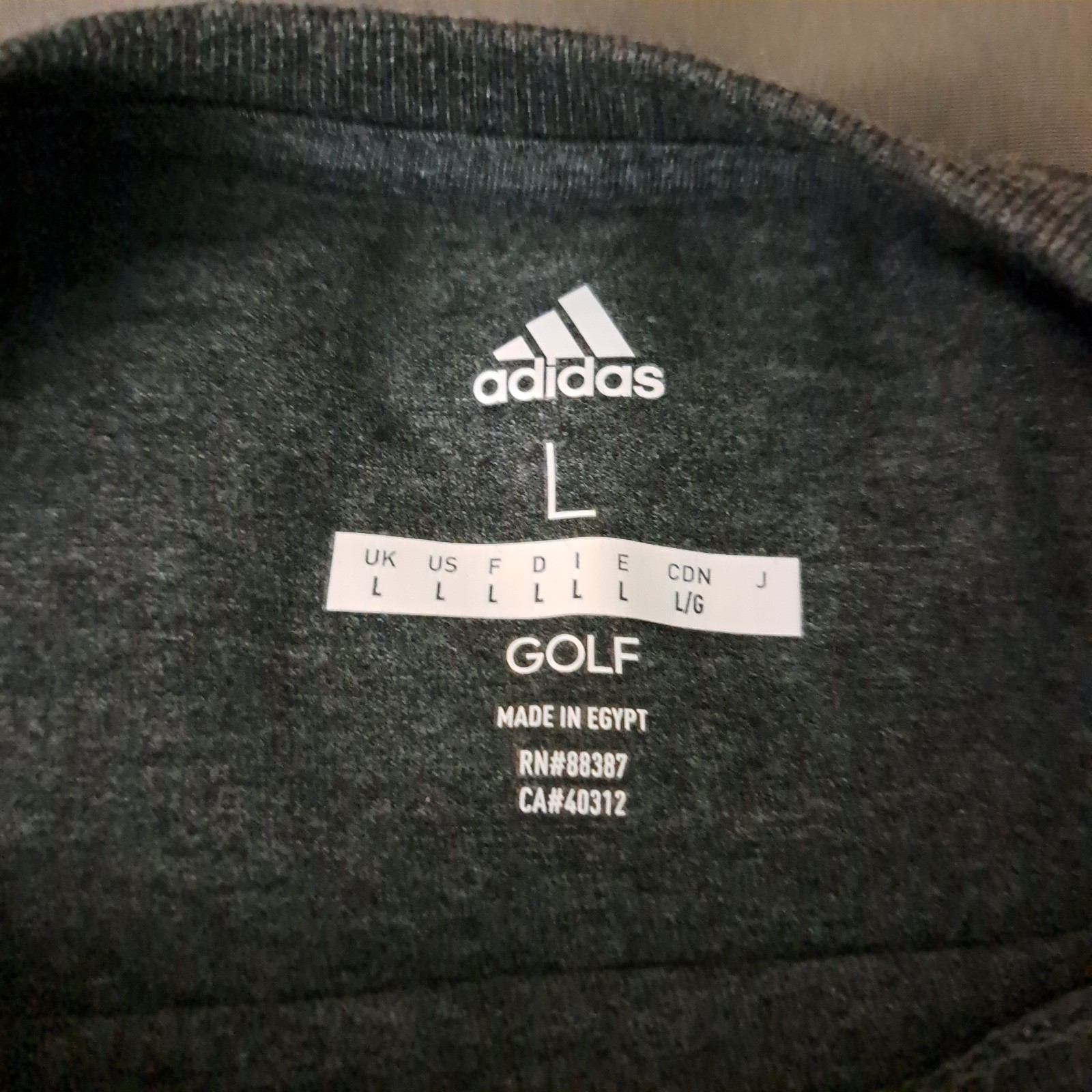 Adidas Golf T-Shirt Men Large Dark Gray Logo Tee NWT