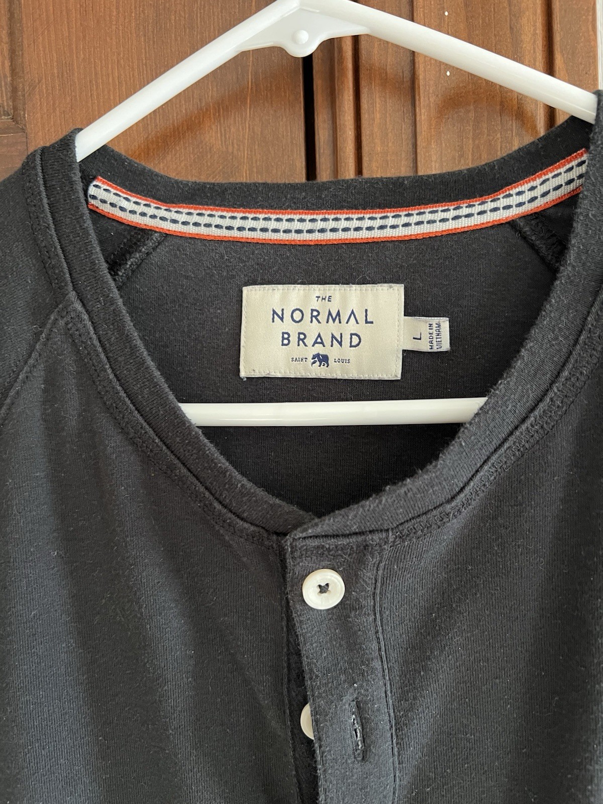 The Normal Brand Shirt Mens Large Henley Pullover Long Sleeve Casual Black