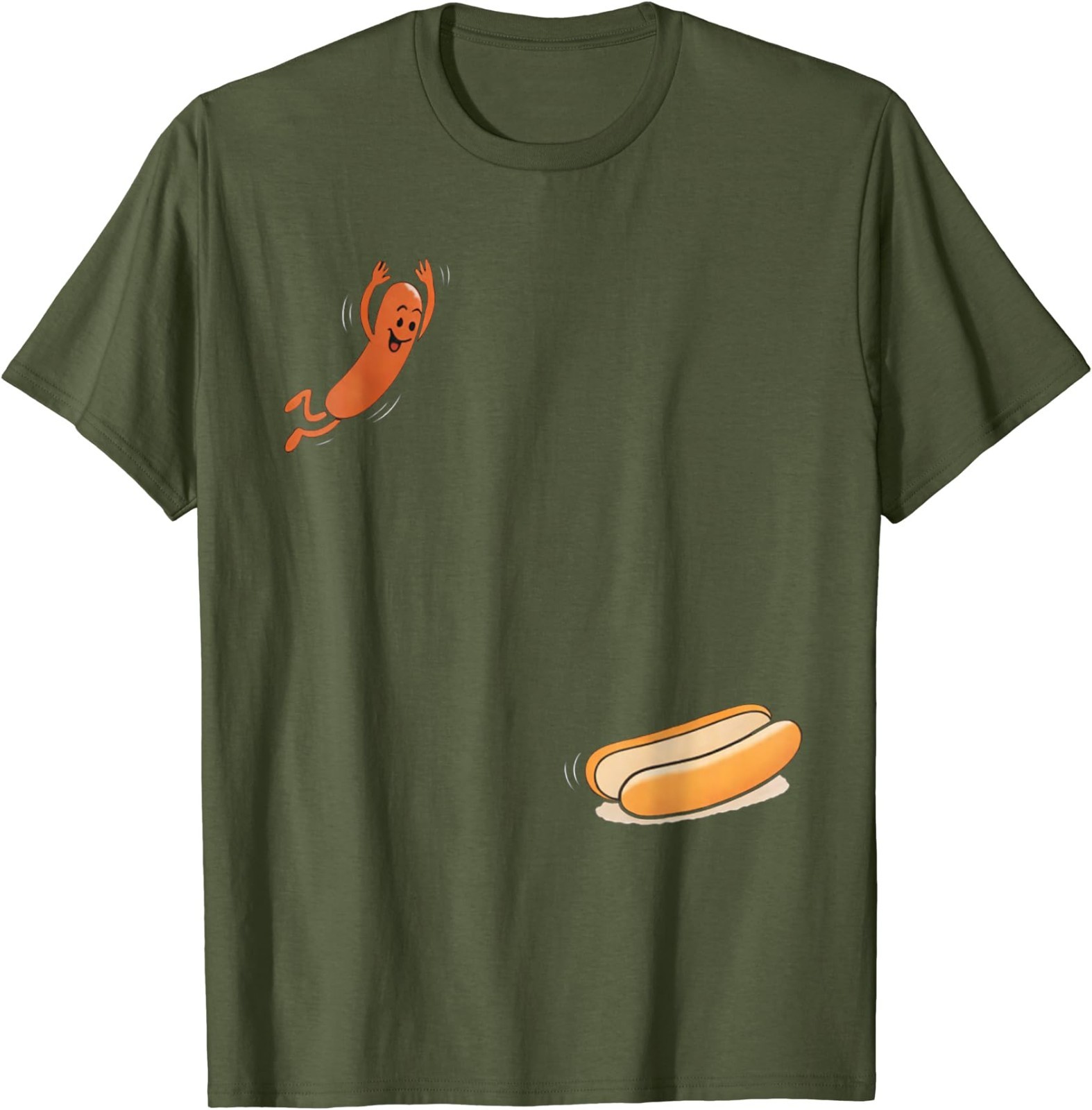 Funny Hot Dog Jumping Into Bun Sausage BBQ High Dive T-Shirt