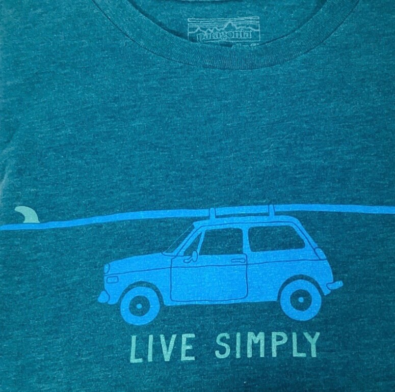Patagonia Live Simply Car and Surf Board T Shirt Graphic T Shirt Size Small