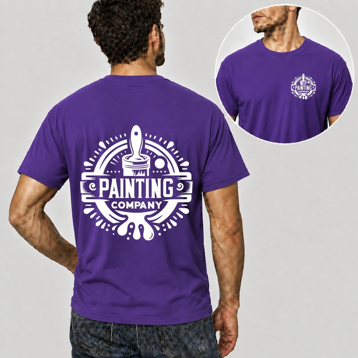 Mens Personalised Work T Shirt Custom Company Logo Painter Plumber Mechanic Gift