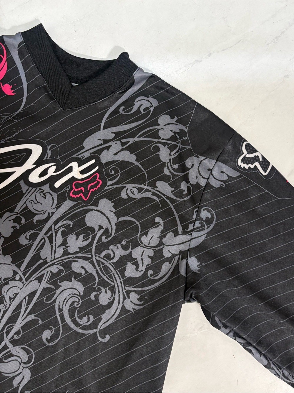 FOX Size Medium Black Pink Long Sleeve HC Shirt Motocross Punk Grunge Athletic